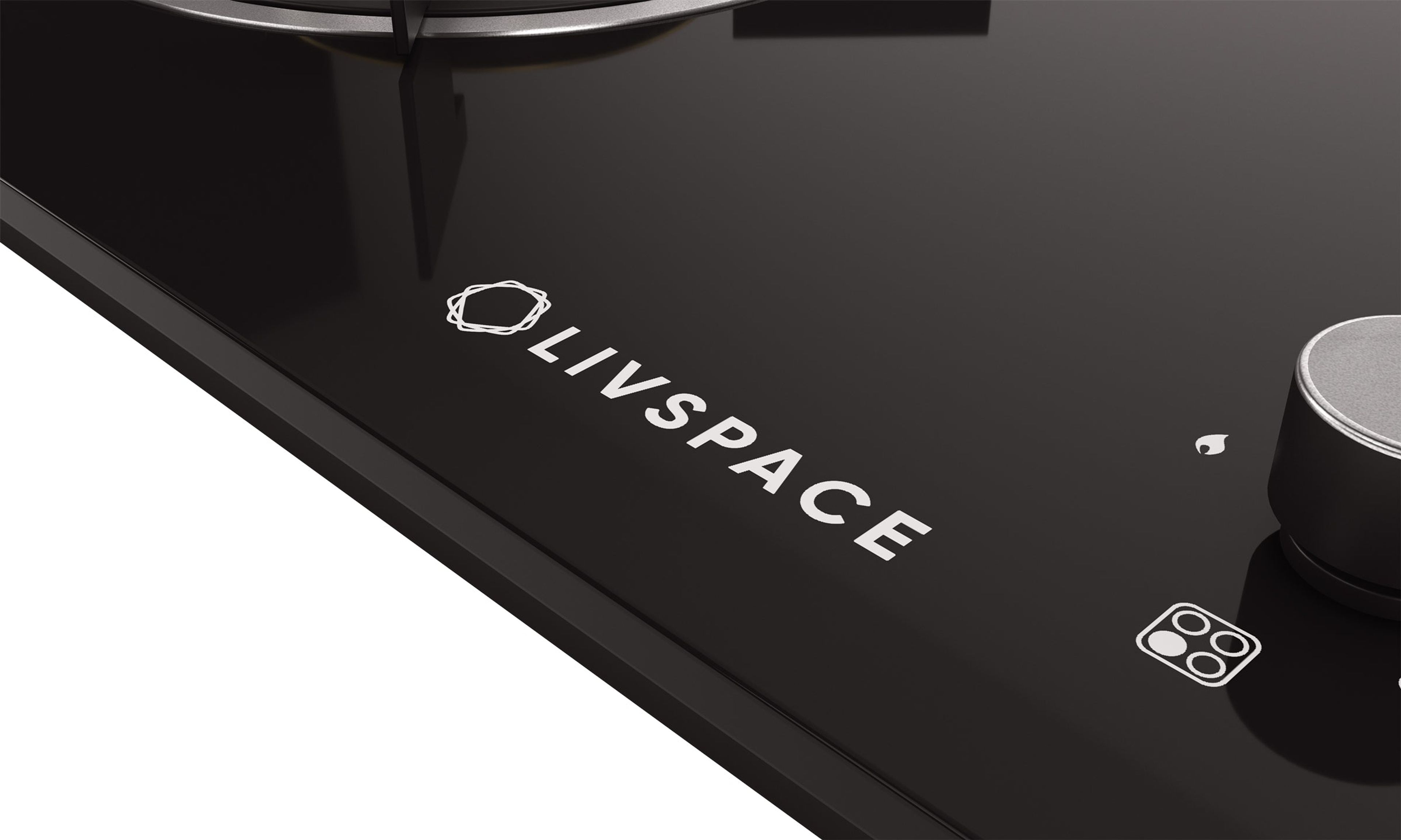 Optima by Livspace 4 Brass Burner 600mm with Auto Ignition gloss finish Hob | Optima HB 4B 60