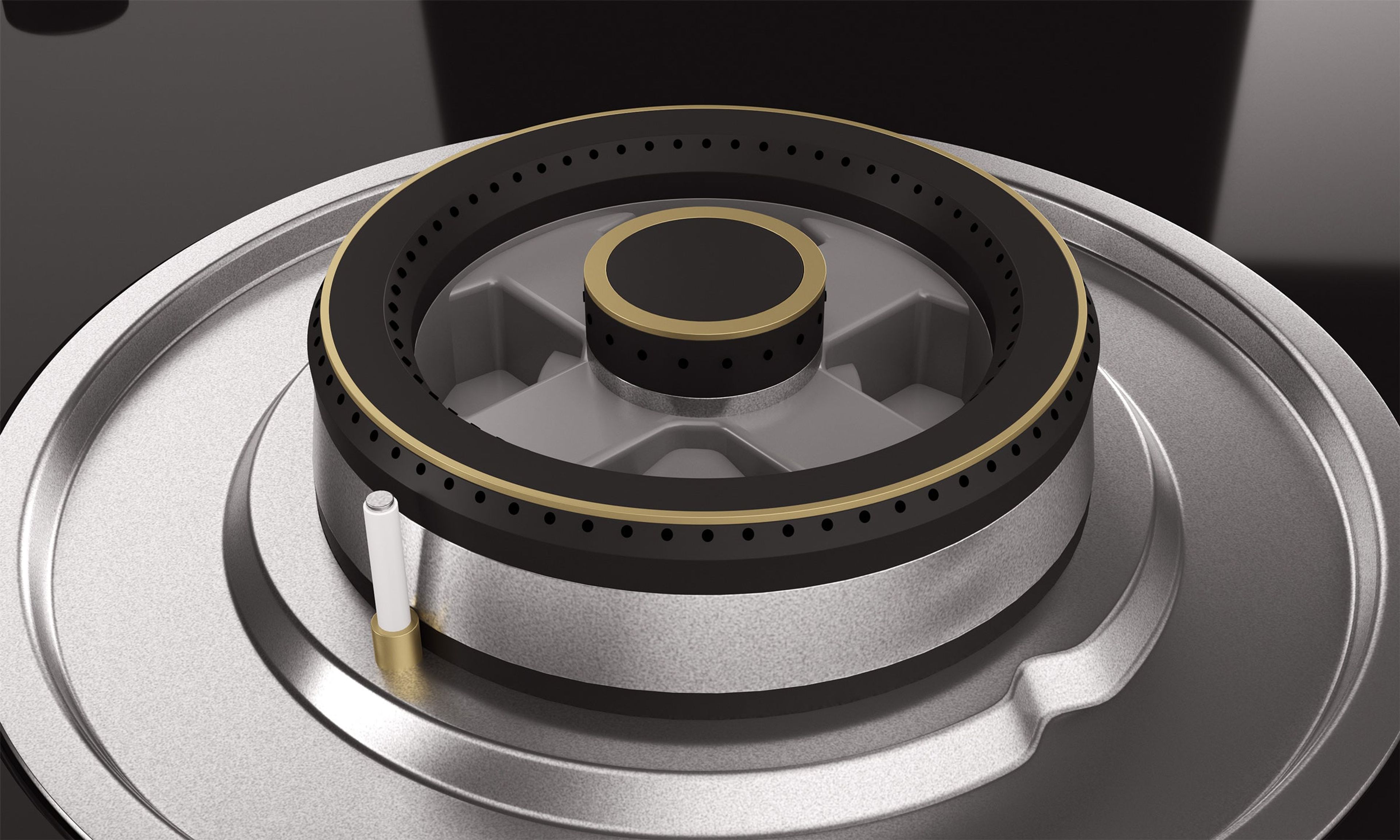 Optima by Livspace 3 Brass Burner 600mm with Auto Ignition gloss finish Hob | Optima HB 3B 60