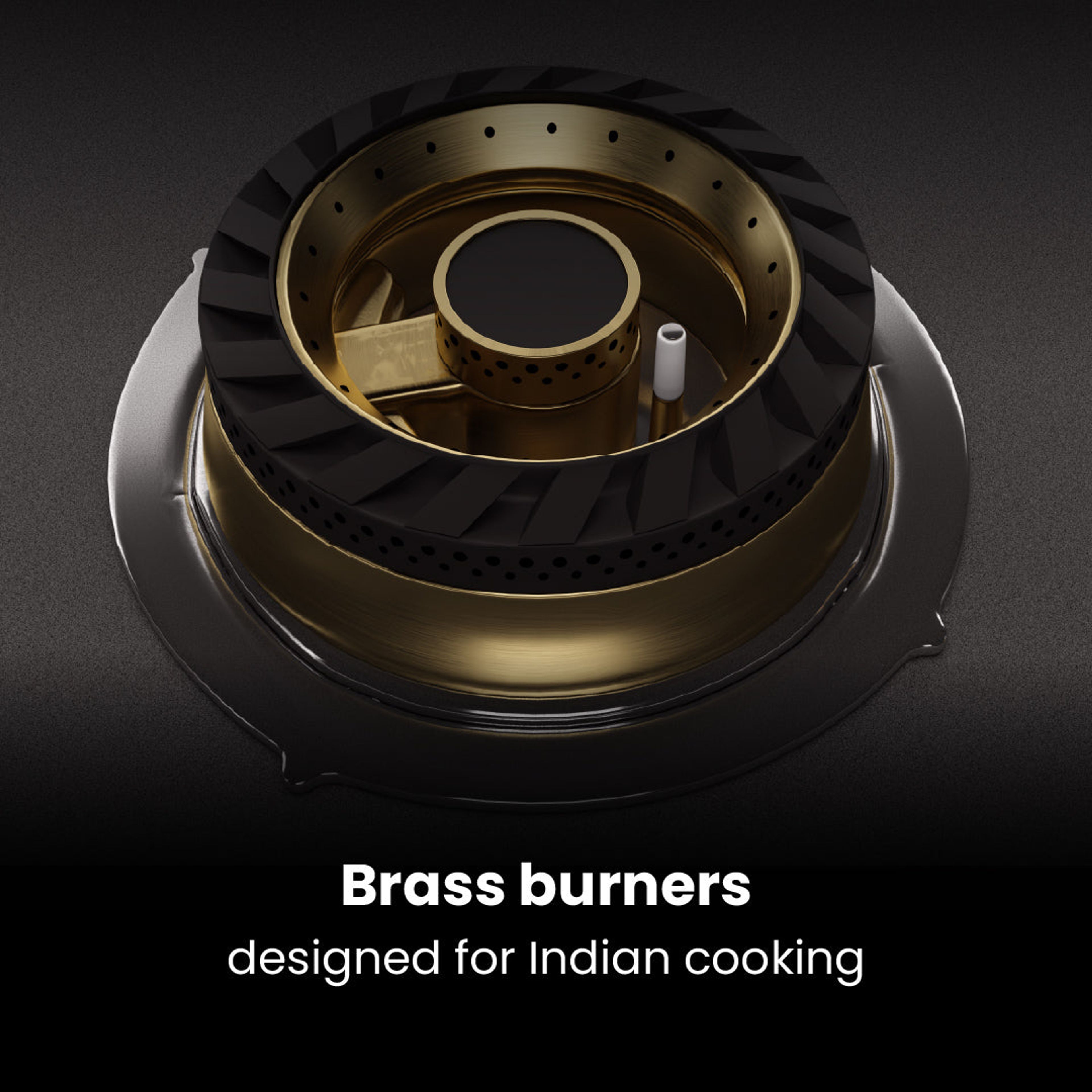Intellia by Livspace 4 Brass Burner 595mm with Auto Ignition Matt finish Hob | Intellia HB 4B M 60