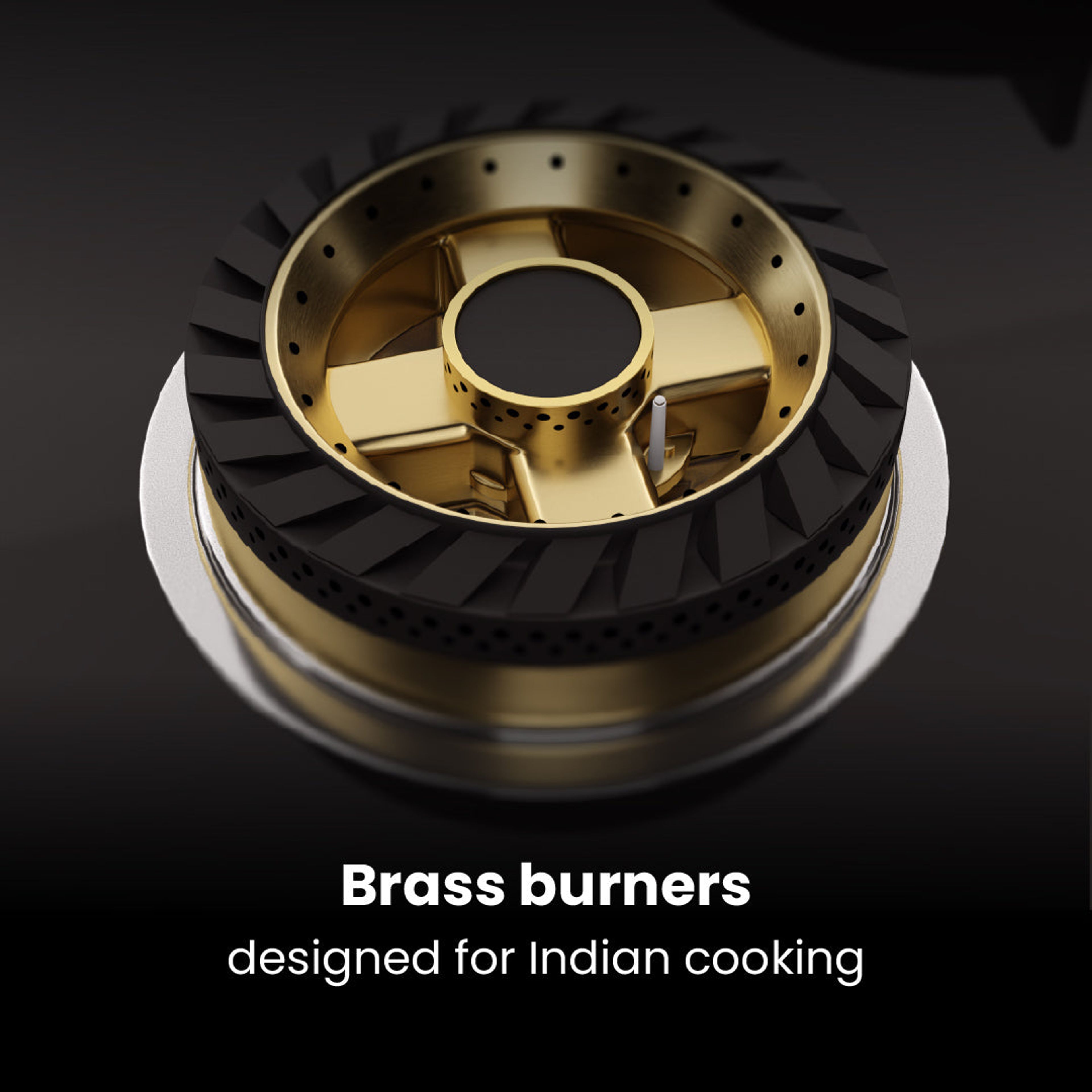 Intellia by Livspace 4 Brass Burner 900mm with Auto Ignition Gloss finish Hob | Intellia HB 4B G 90