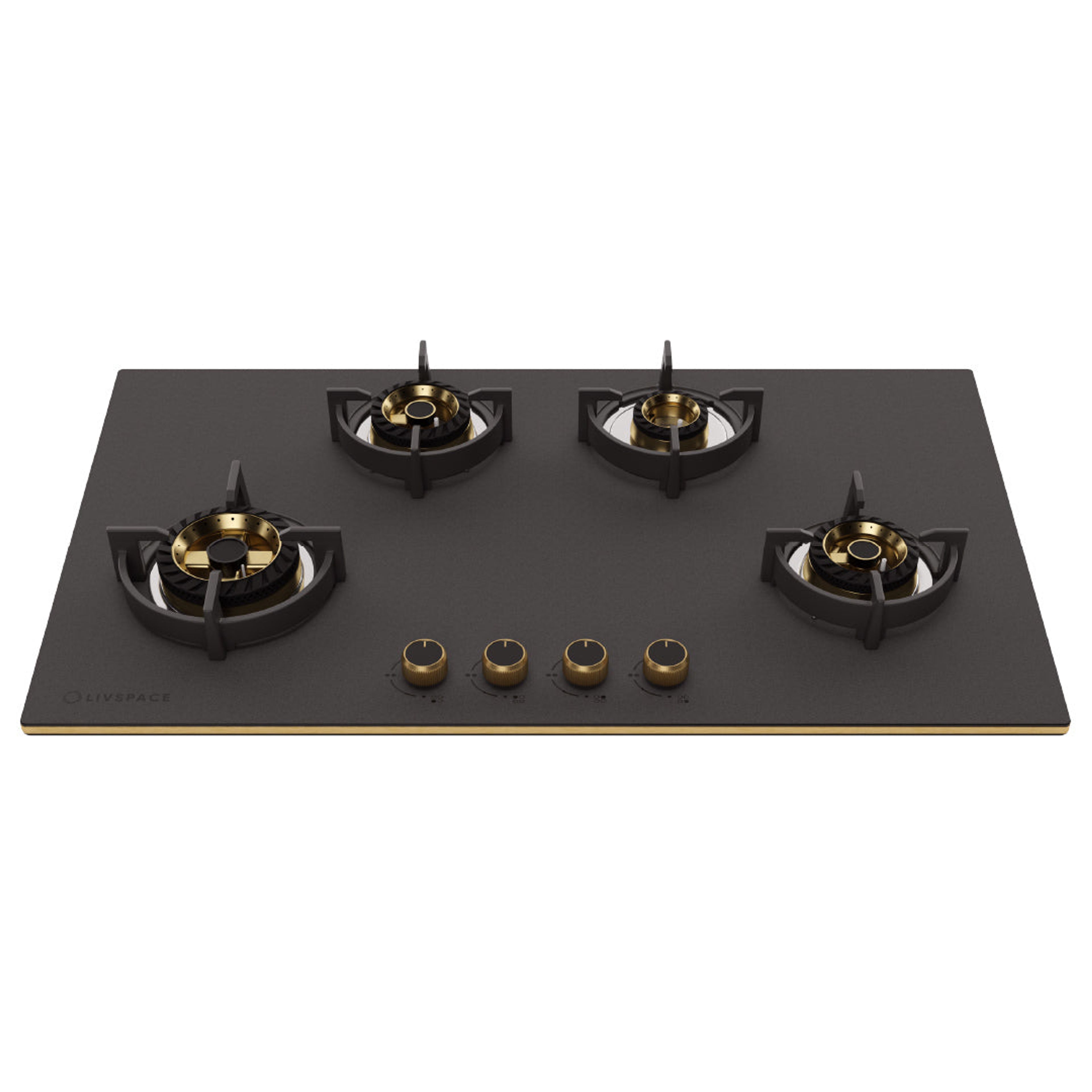 Intellia by Livspace 4 Brass Burner 900mm with Auto Ignition Matt finish Hob | Intellia HB 4B M 90