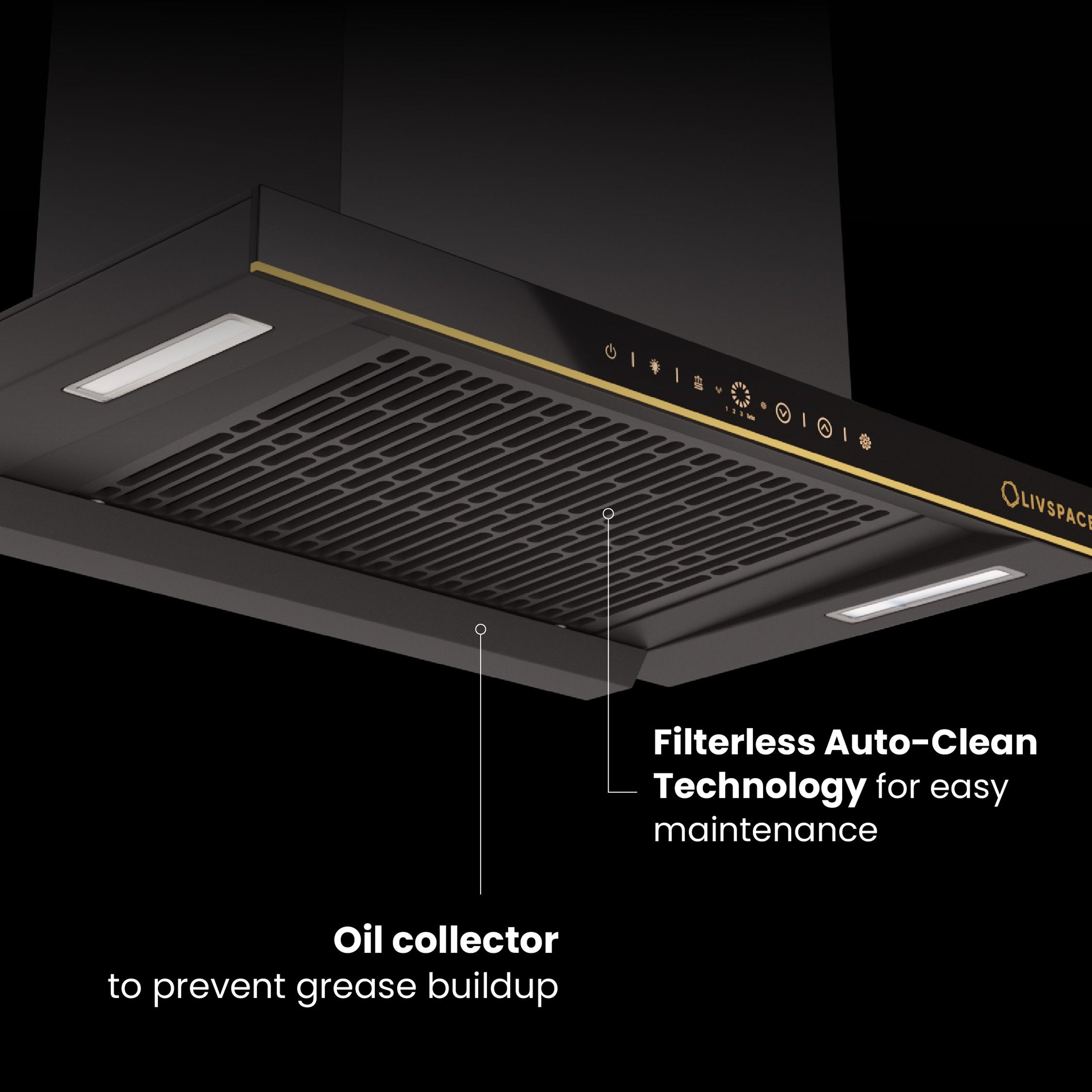 Intellia by Livspace AutoClean Curve Shape BLDC chimney 600mm size 1600m3/h suction power (Ducted) | Intellia CH T 60