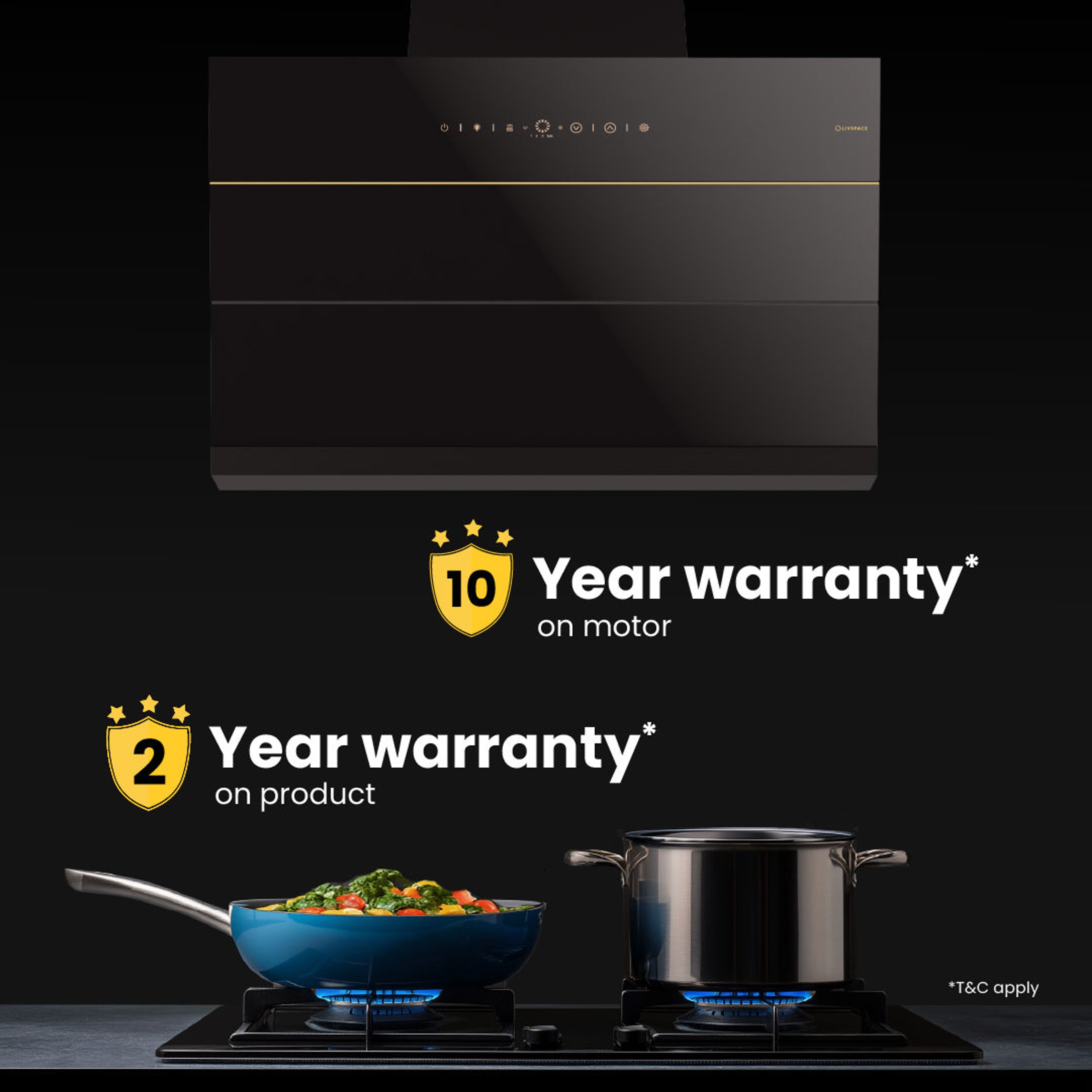 Intellia by Livspace AutoClean Inclined Shape BLDC chimney 900mm size 1600m3/h suction power (Ducted) | Intellia CH I 90