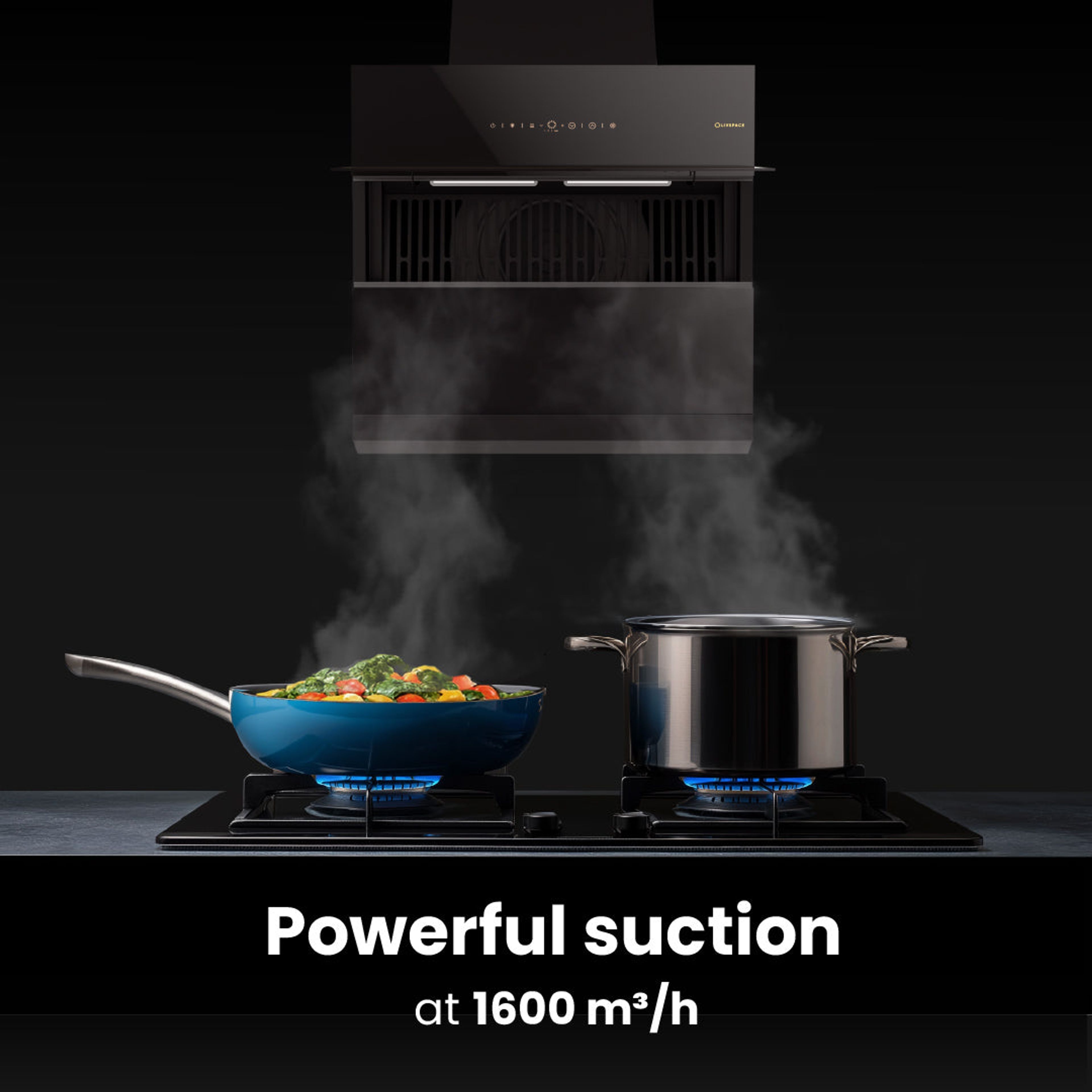 Intellia by Livspace AutoClean Inclined Shape BLDC chimney 600mm size 1600m3/h suction power (Ducted) | Intellia CH I 60