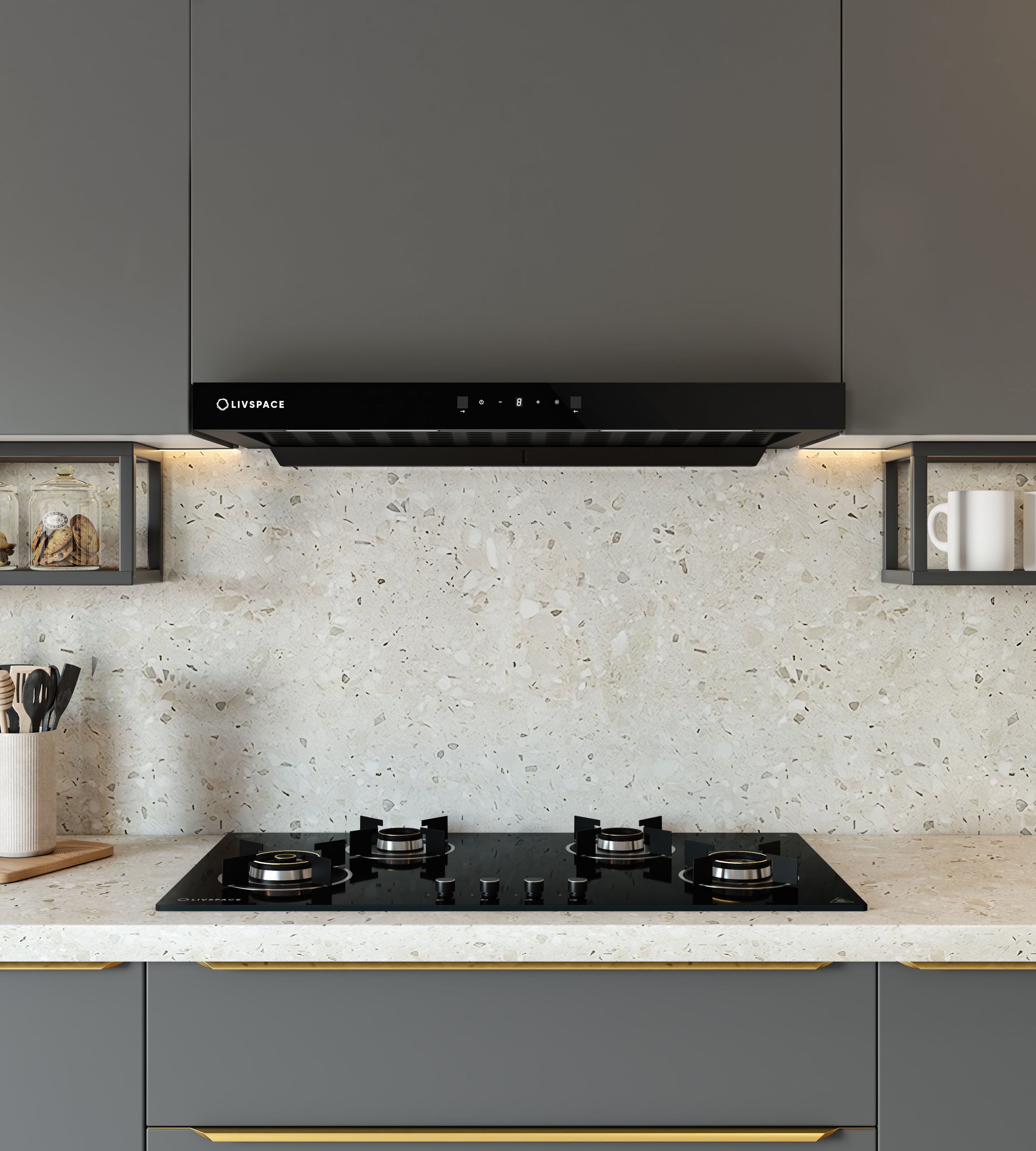 Optima by Livspace AutoClean T Shape chimney 900mm size 1200m3/h suction power (Ducted) | Optima CH T 90