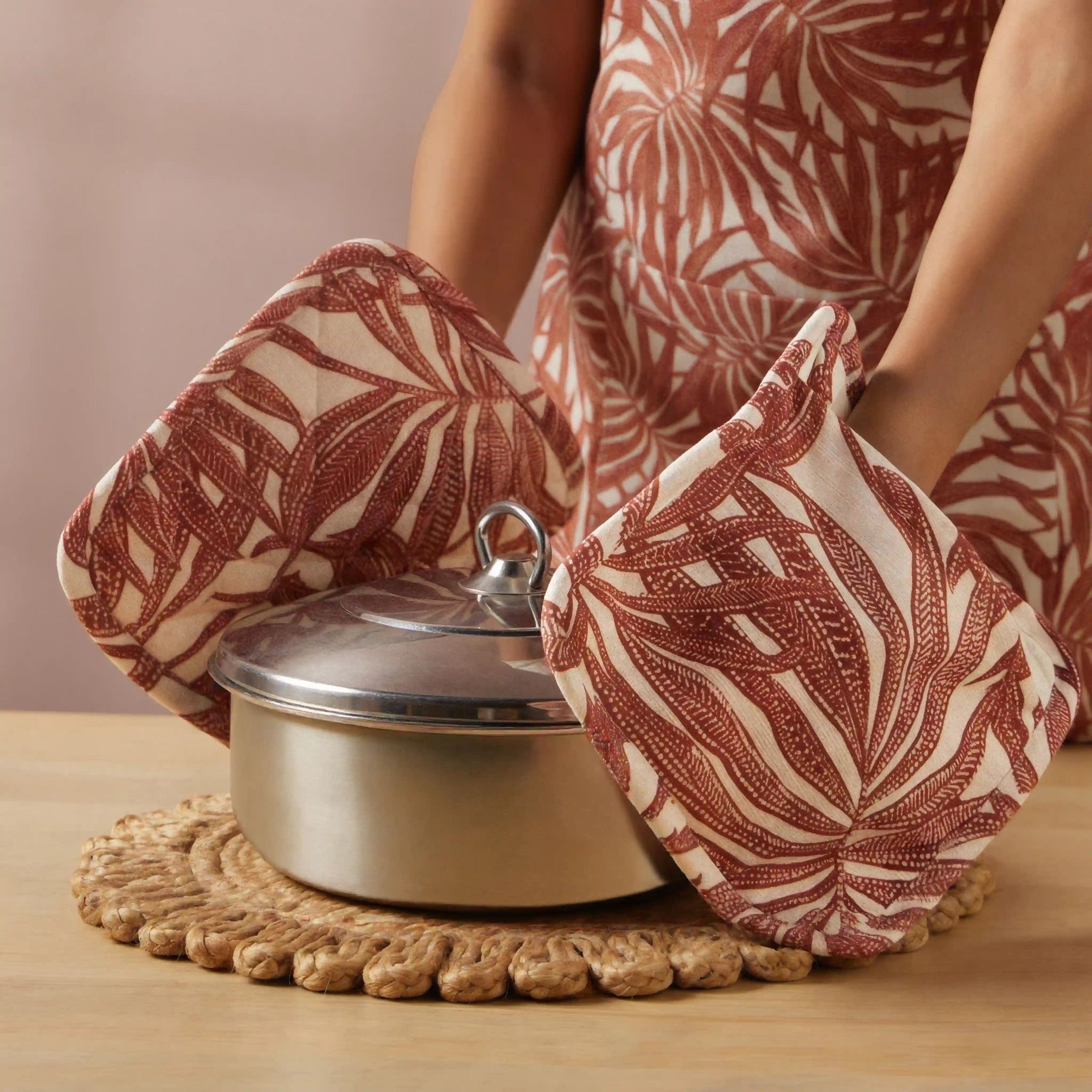 Nonna's Home | Tuscan Inspired Easy to Maintain Quilted Pot Holders | Designed for Protection | Set of 2