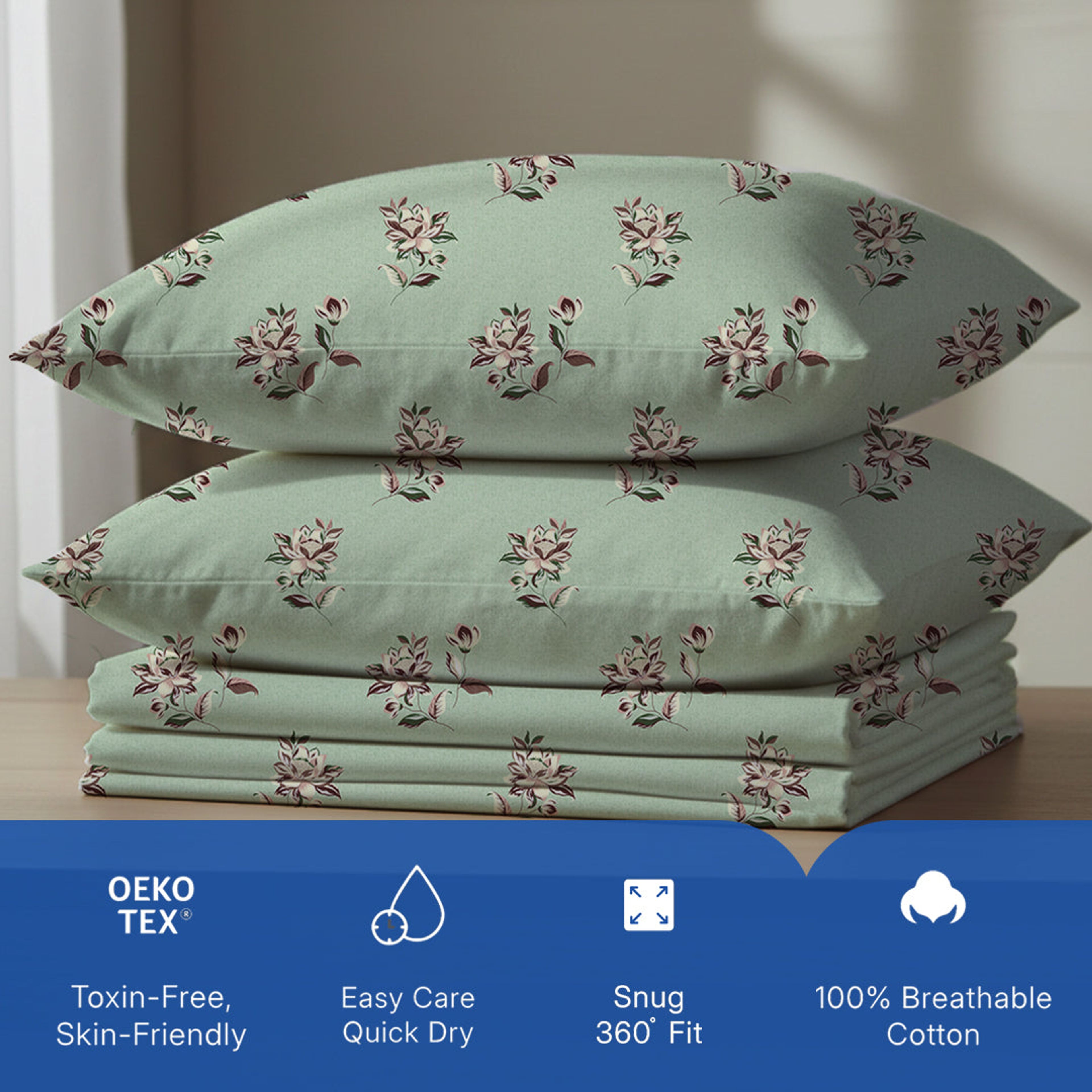 Serene Nest Printed Fitted Sheet Set