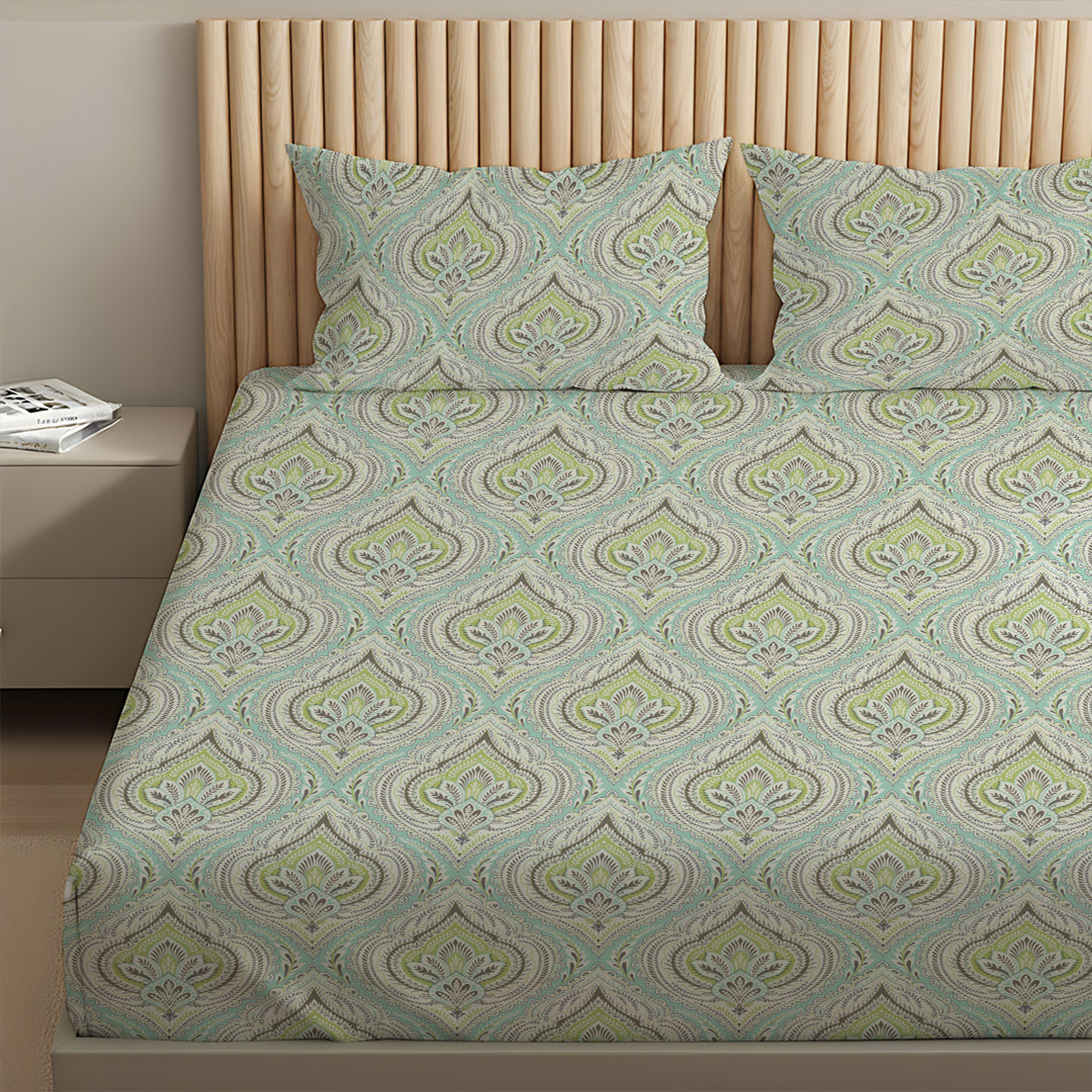Serene Nest Printed Fitted Sheet Set