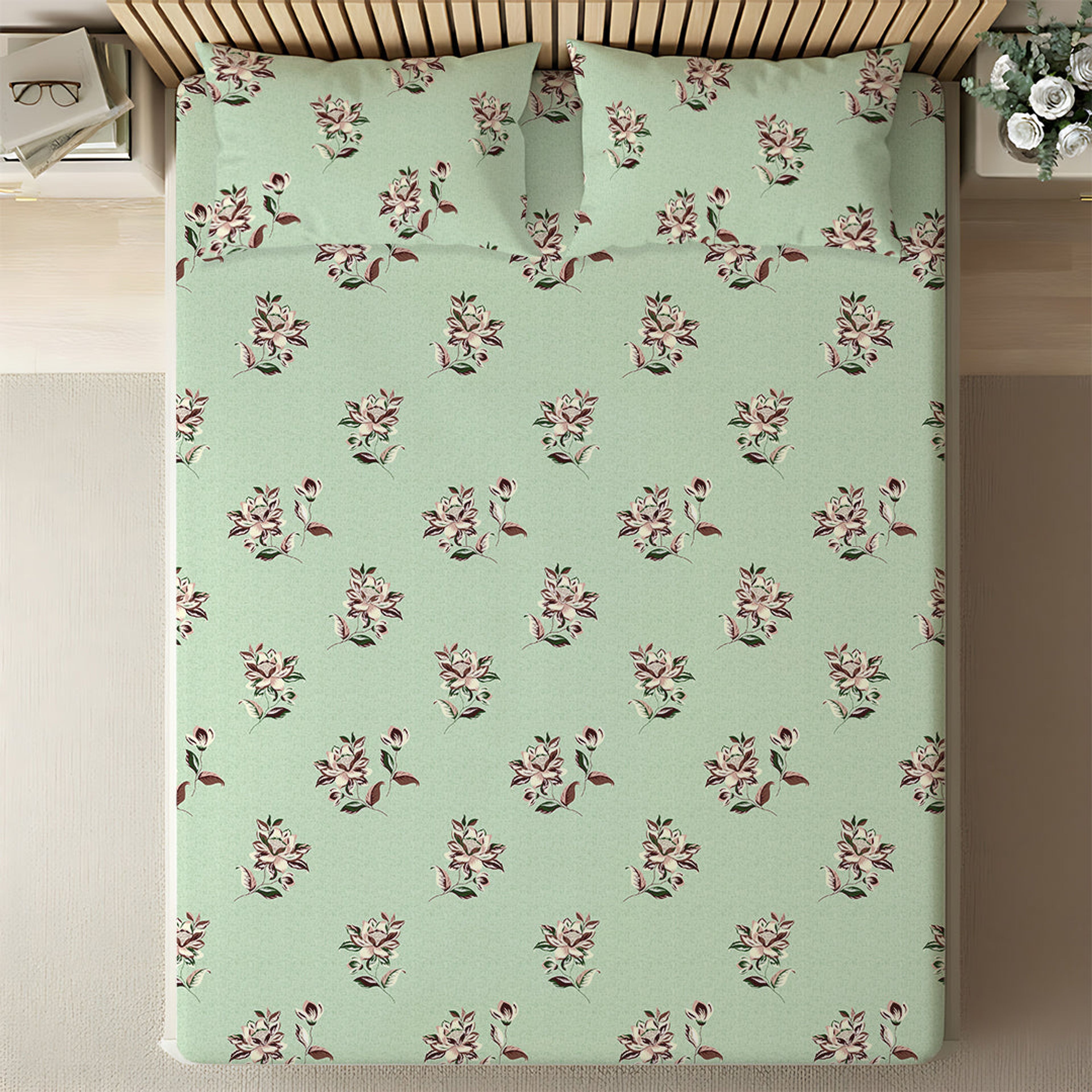 Serene Nest Printed Fitted Sheet Set