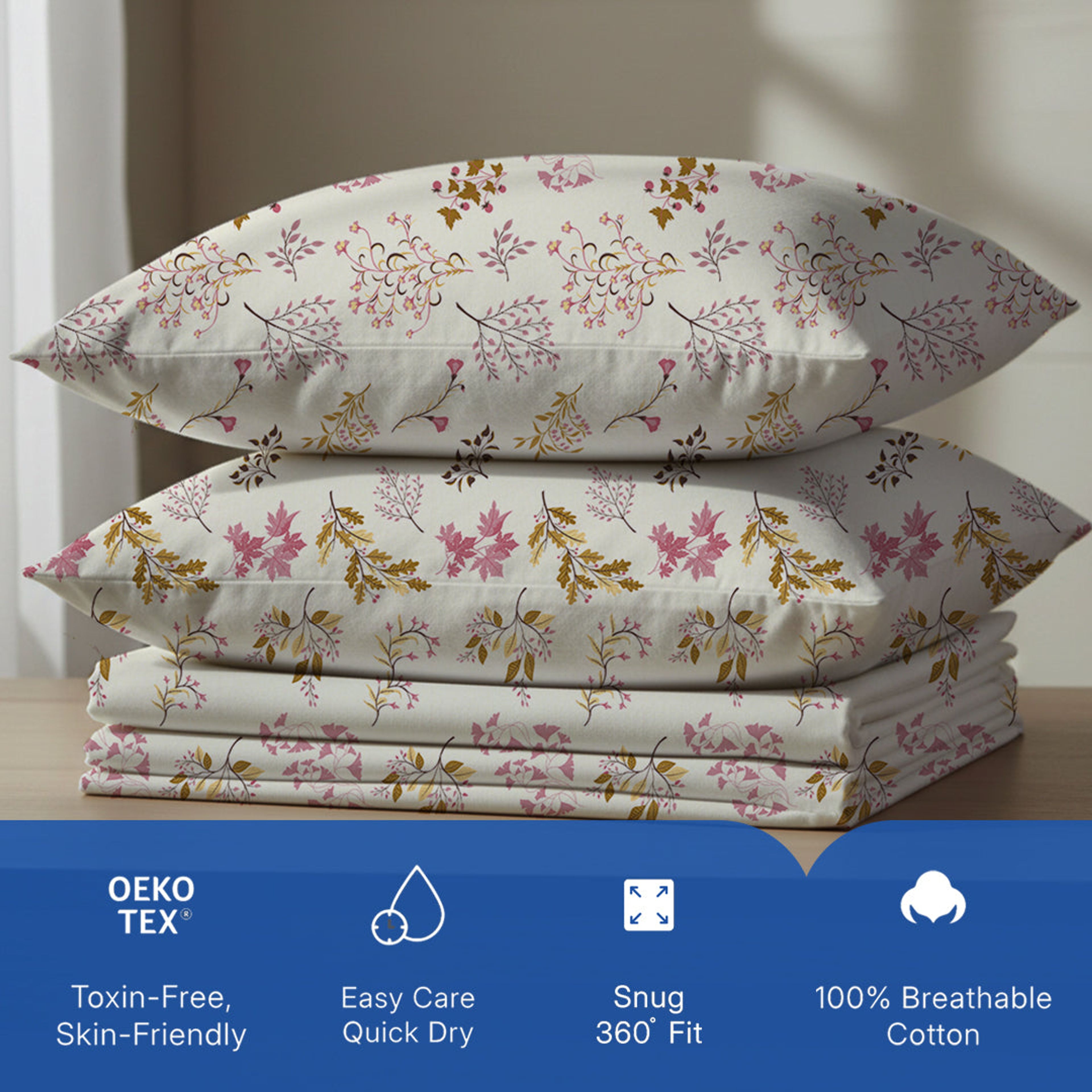 Serene Nest Printed Fitted Sheet Set