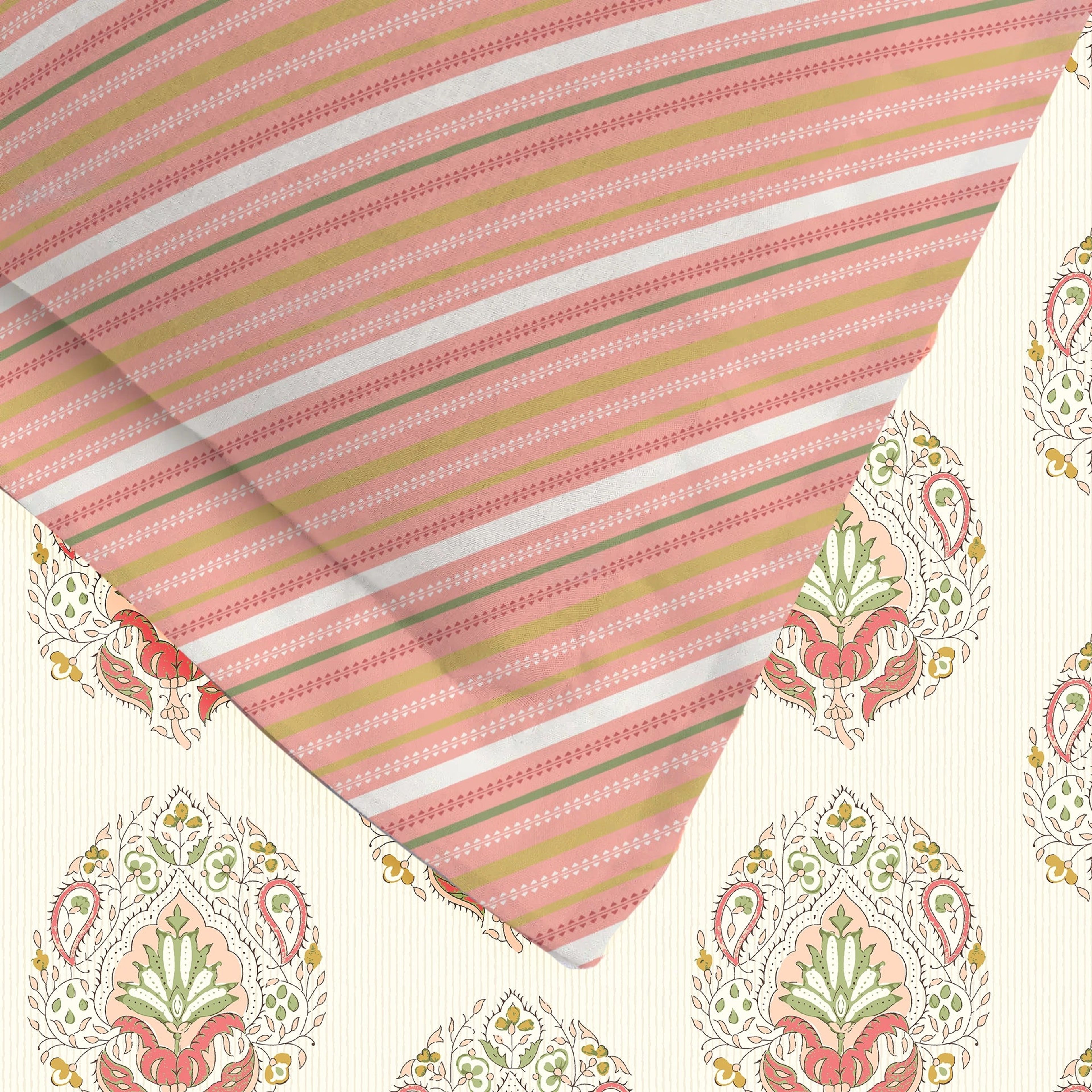 Udyan Tales | Contemporary Indian Printed Bedding Set - Set of Bedsheet & Comforter - Soft Coral