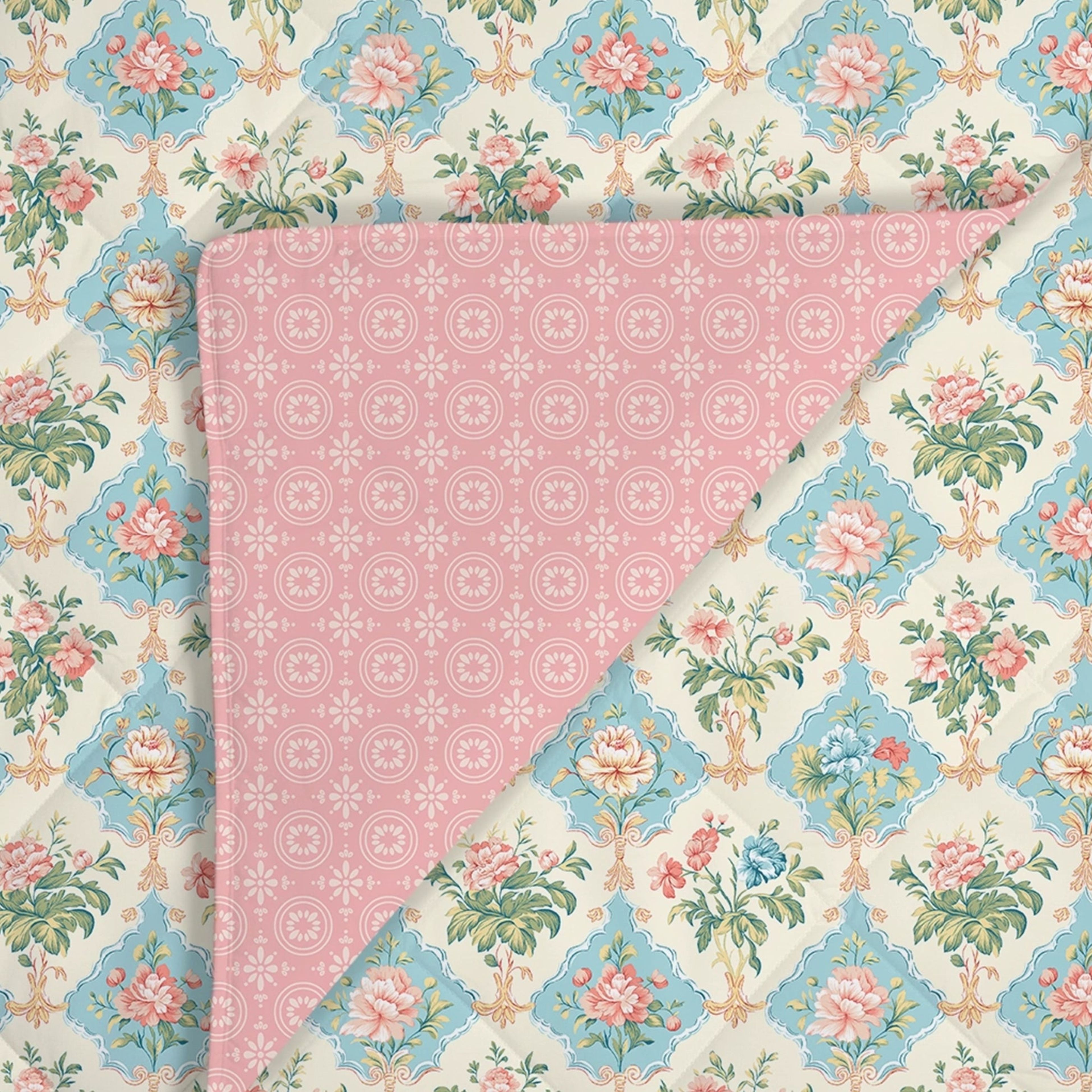 Udyan Tales | Enchanted Floral Printed 300 GSM Extra Warm Premium Comforter - Flamingo Pink