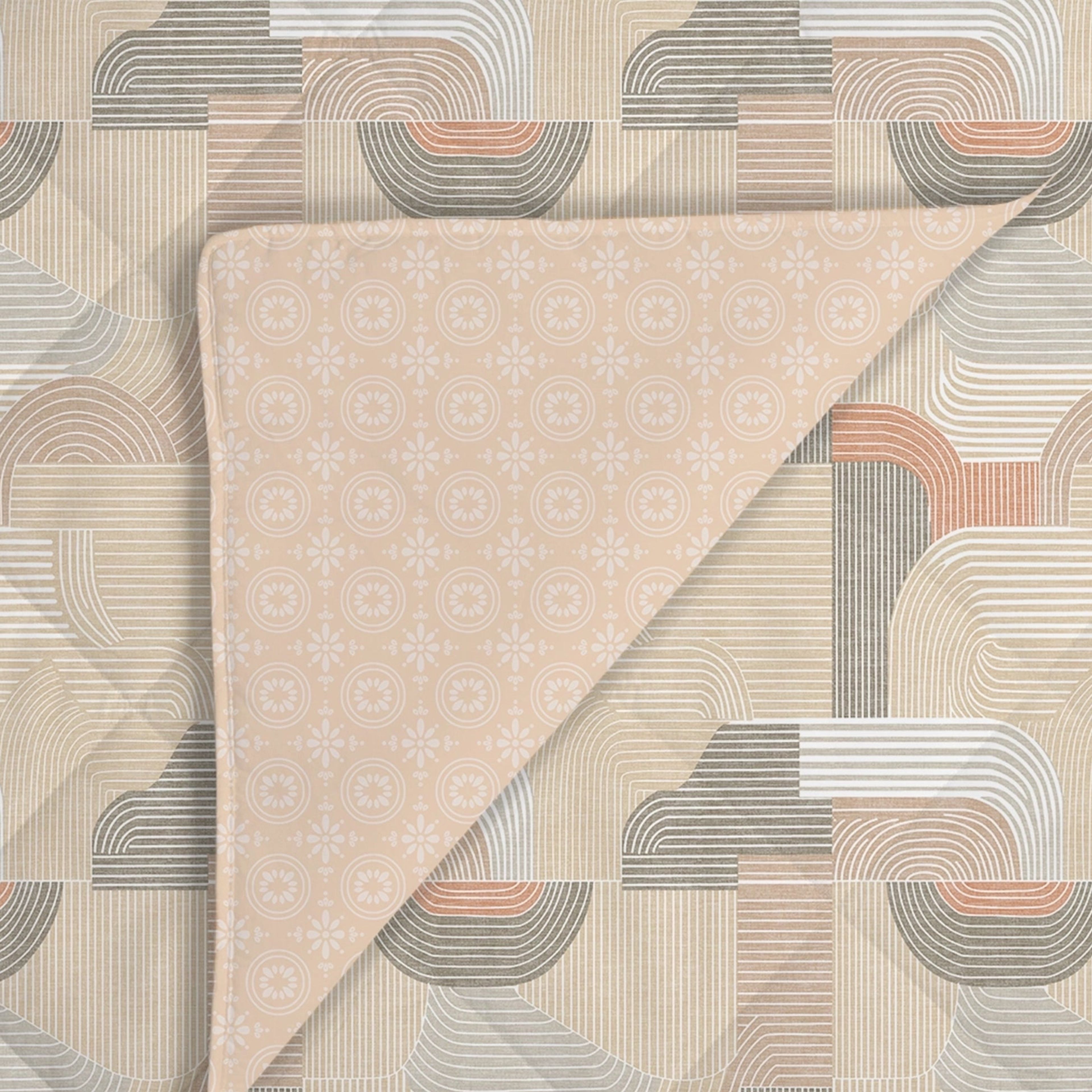 Udyan Tales | Modern Abstract Printed 150 GSM Reversible Comforter - Neutral Beige