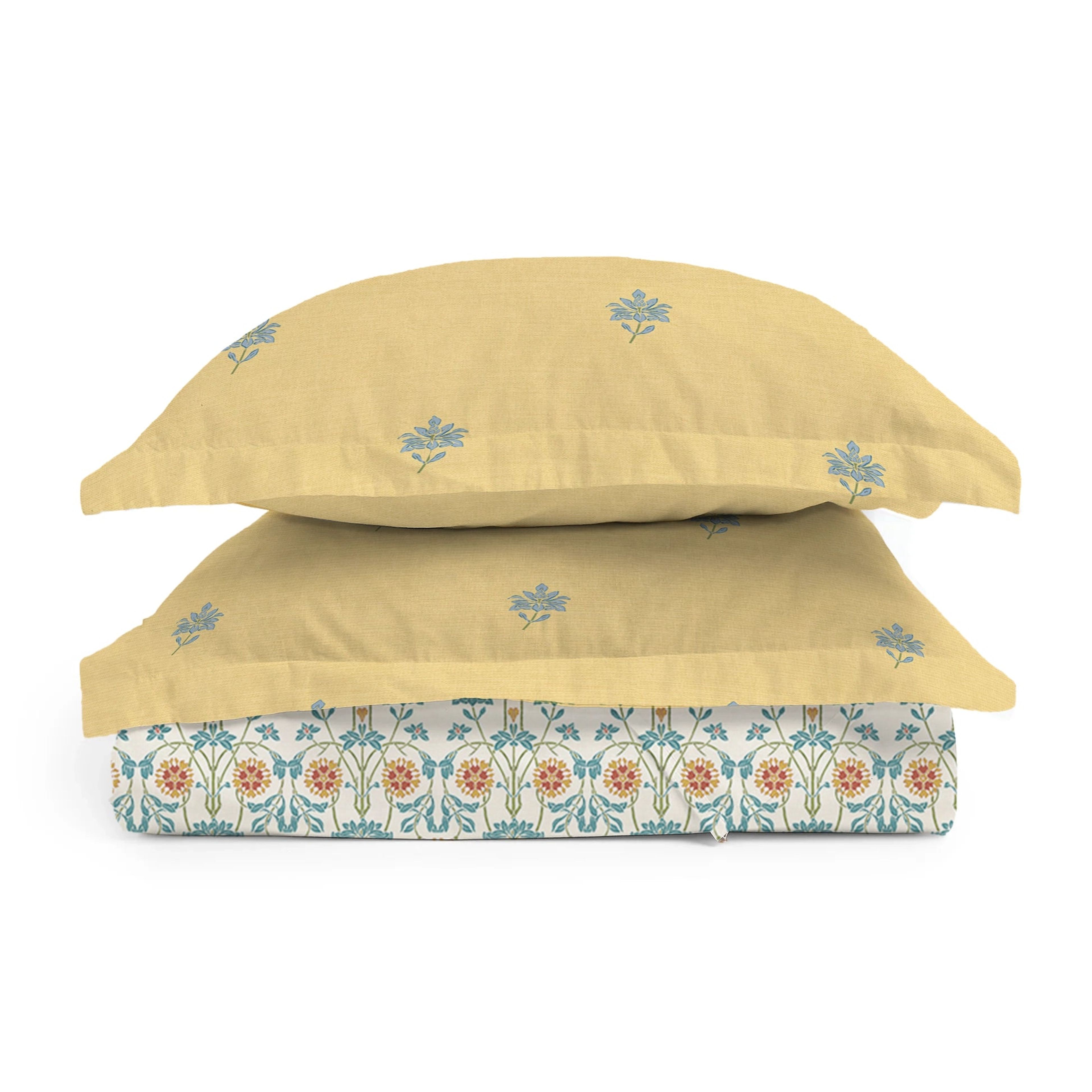 Udyan Tales | Vibrant Ethnic Printed Cotton Bedsheet Set - Midnight Teal