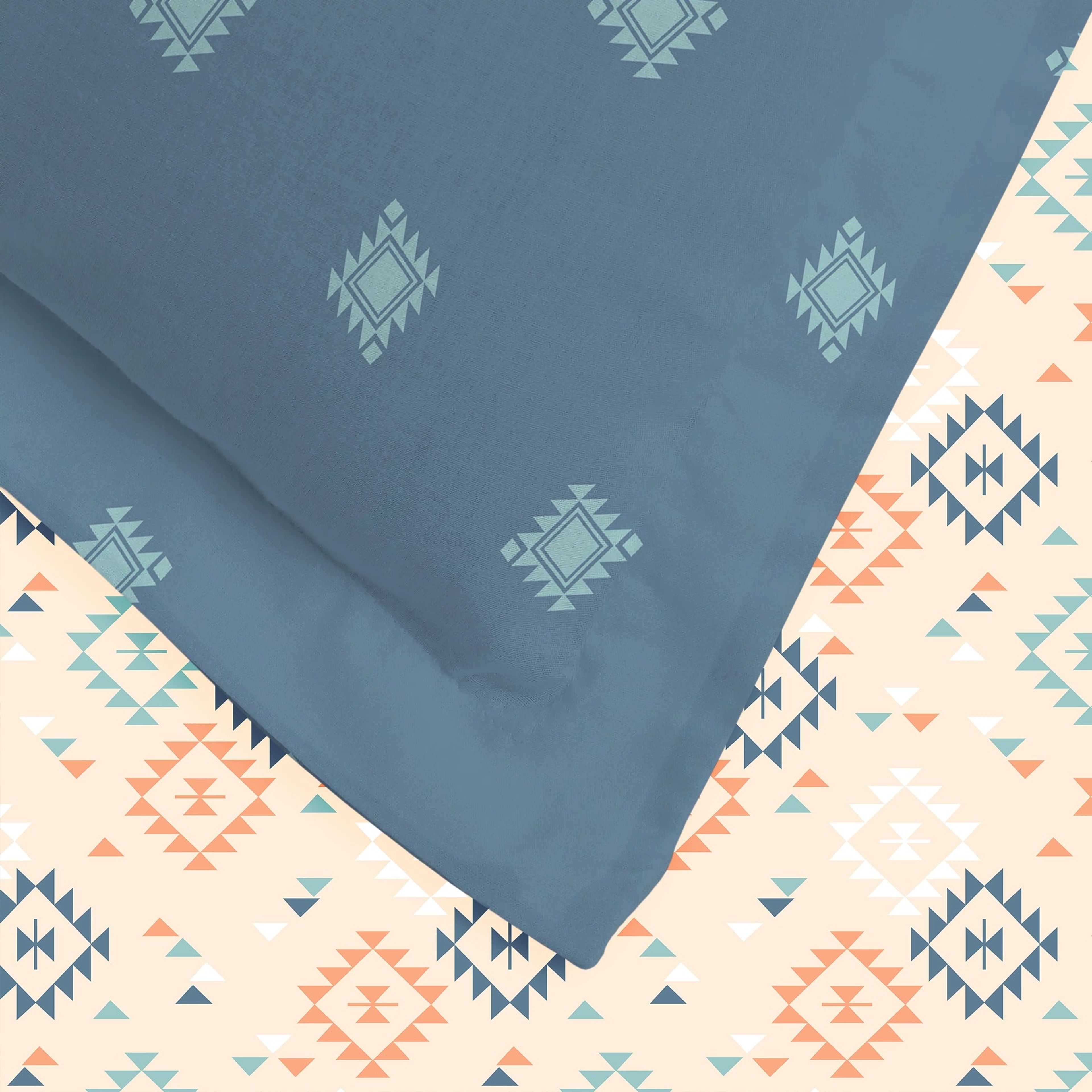 Aangan Weaves | Modern Geometric Printed Cotton Bedsheet Set - Rich Teal