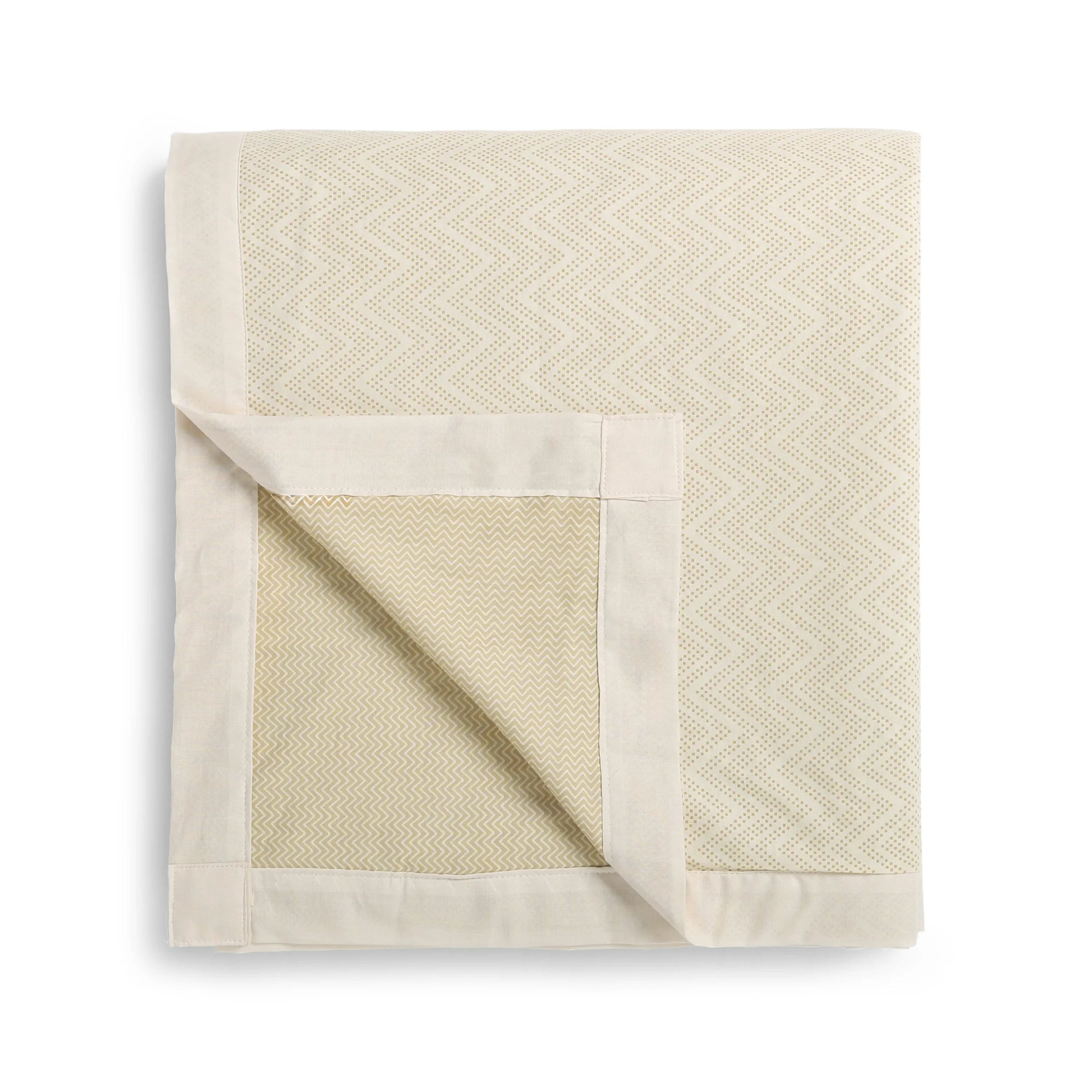 Threadscapes | Woven Textured Printed Reversible Dohar with Super Soft Flannel Layering-Beige