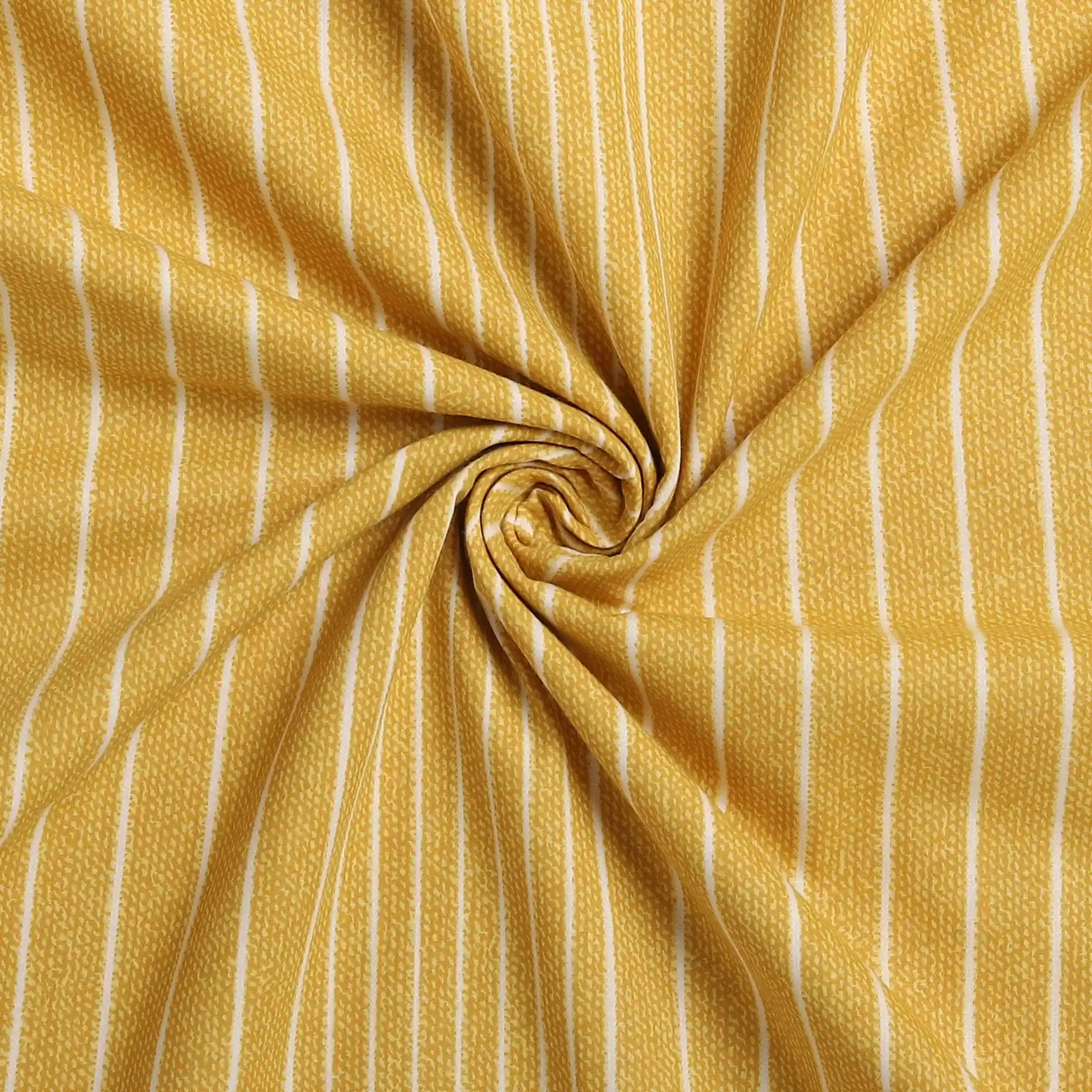 Threadscapes | Woven Textured Printed Reversible Dohar with Super Soft Flannel Layering-Mustard