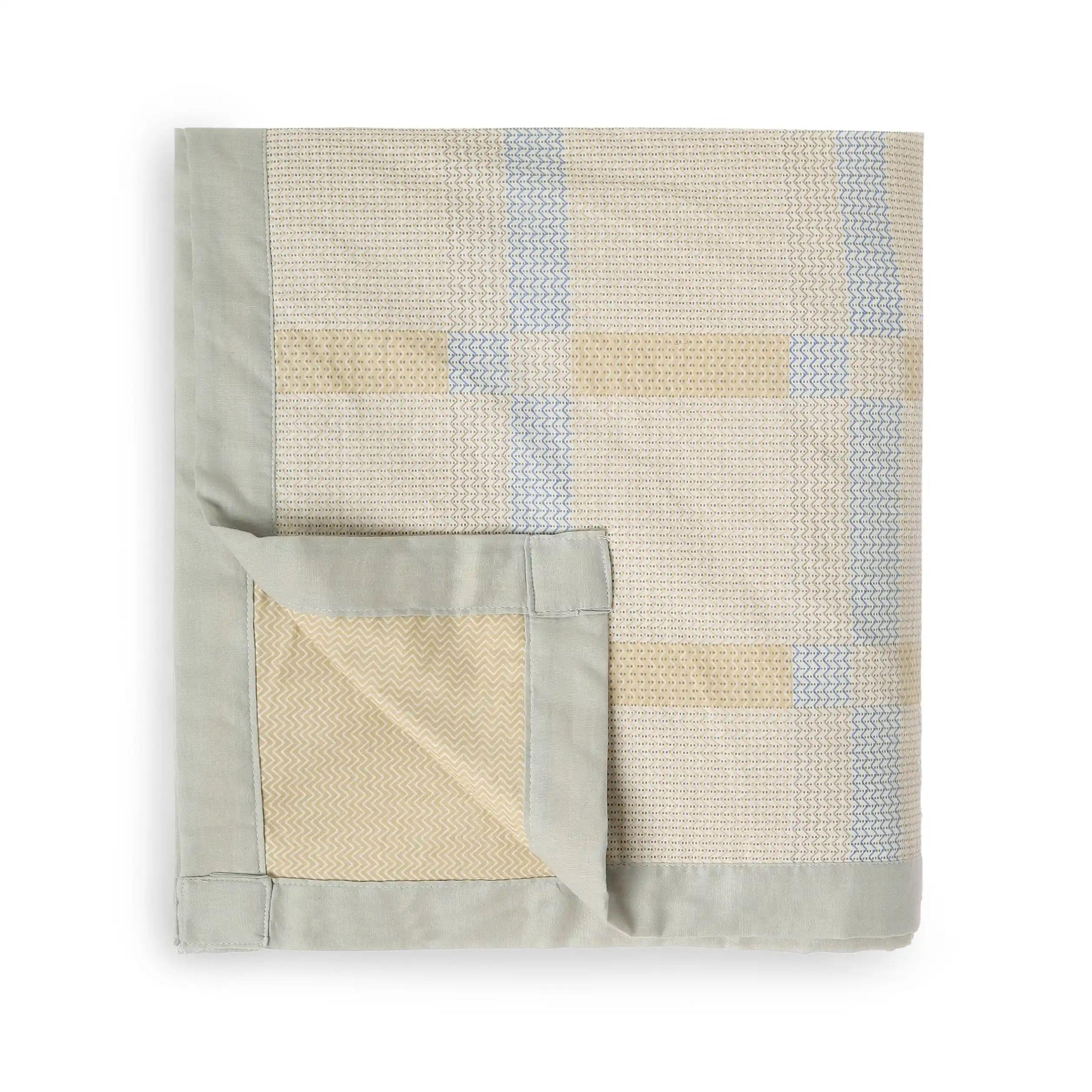 Threadscapes | Woven Textured Printed Reversible Dohar with Super Soft Flannel Layering-Sand
