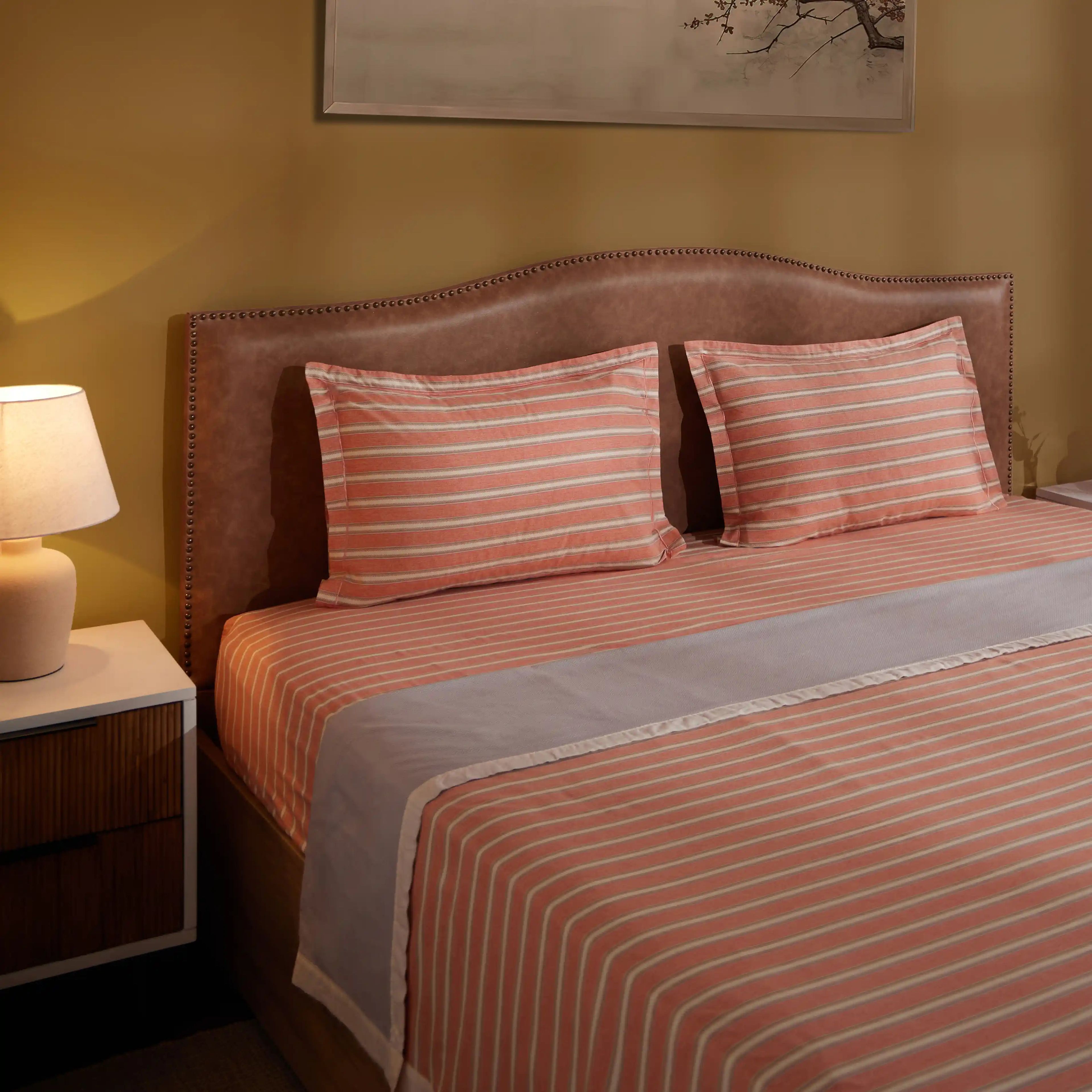 Threadscapes | Woven Textured Printed Reversible Dohar with Super Soft Flannel Layering-Peach