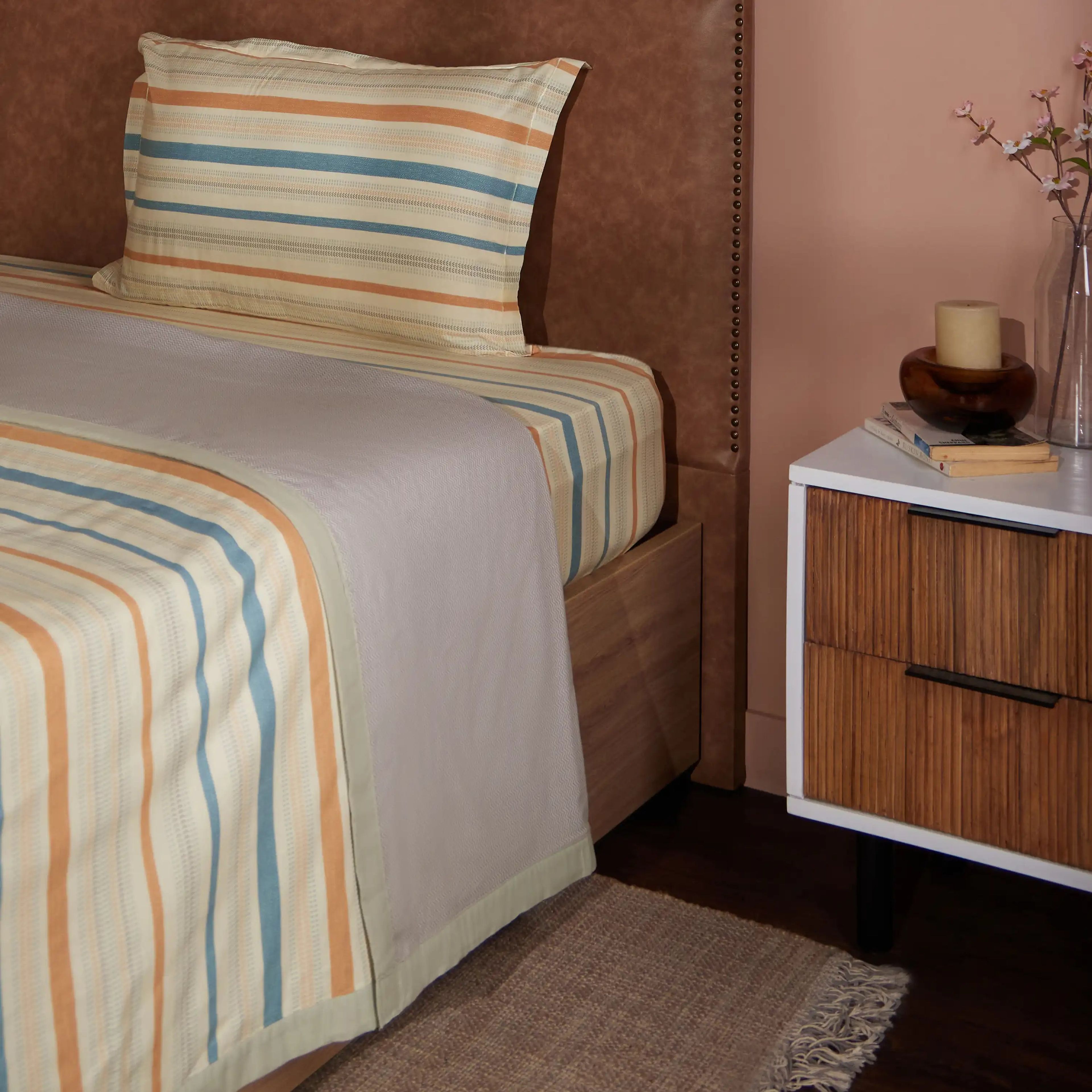 Threadscapes | Woven Textured Printed Reversible Dohar with Super Soft Flannel Layering-Multicolour