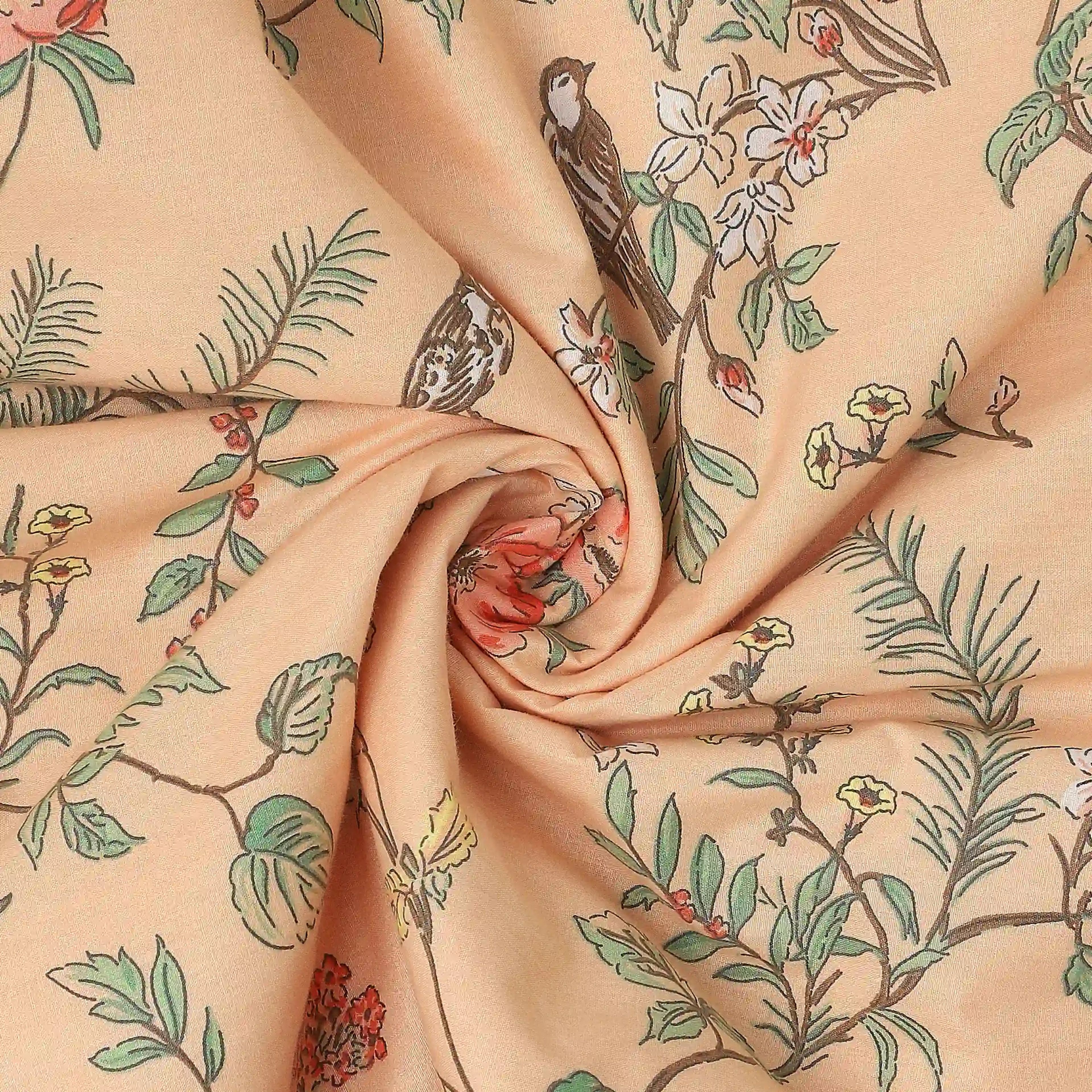 Bloomshire Luxe | Romantic Flora Printed Reversible Dohar with Super Soft Flannel Layering-Peach