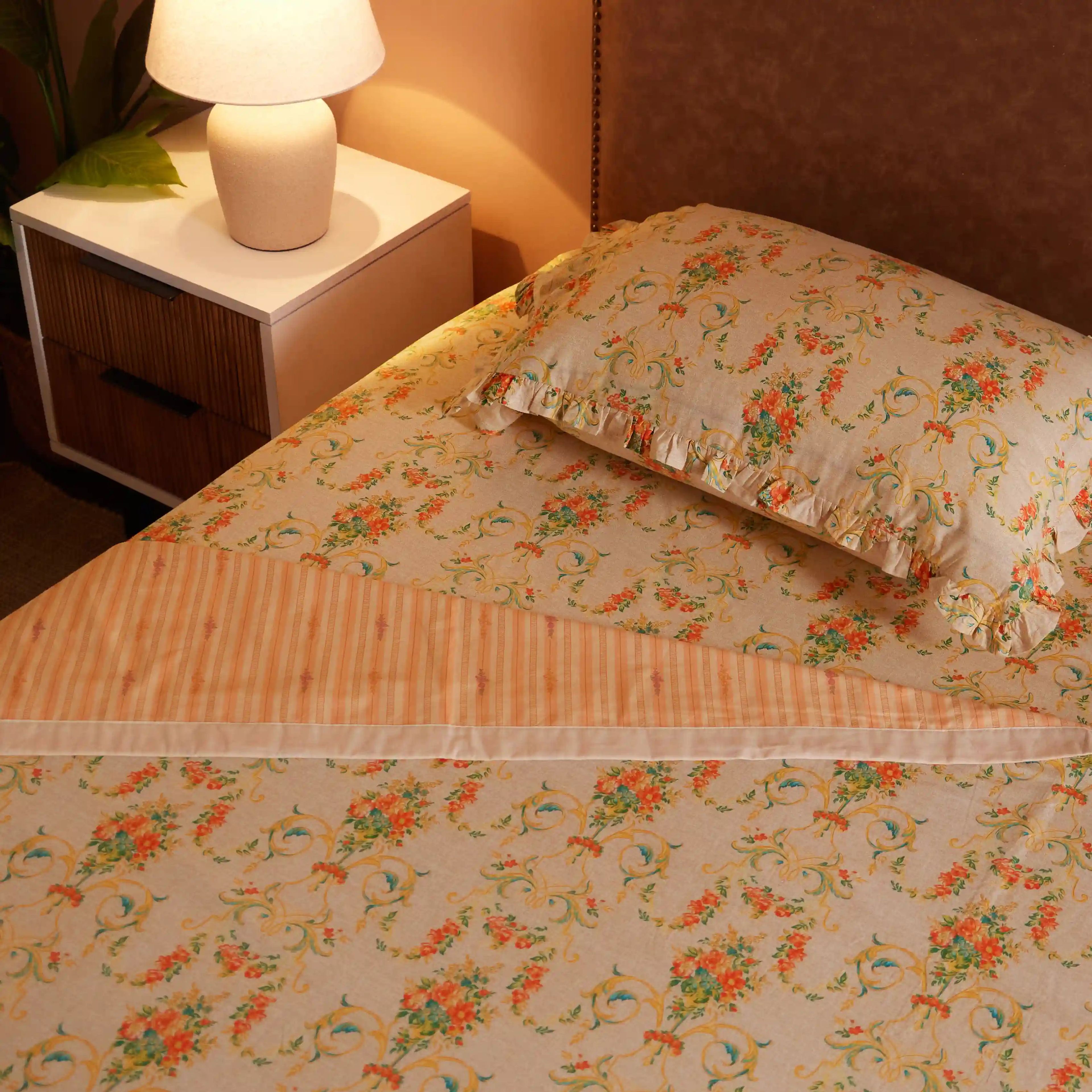 Bloomshire Luxe | Romantic Flora Printed Reversible Dohar with Super Soft Flannel Layering-Multicolour