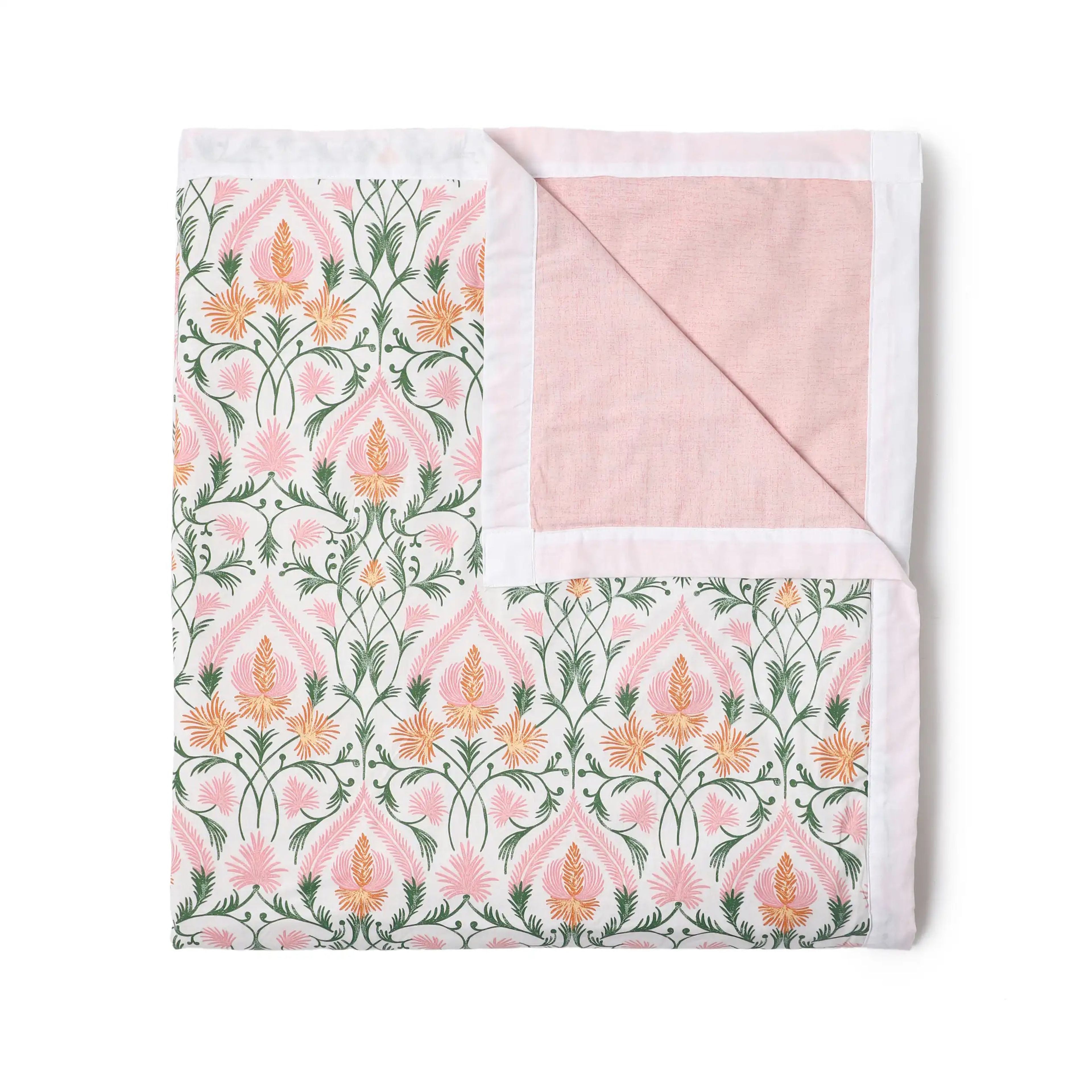 Bloomshire Classic | Everyday Charm Printed Reversible Dohar with Super Soft Flannel Layering-Salmon