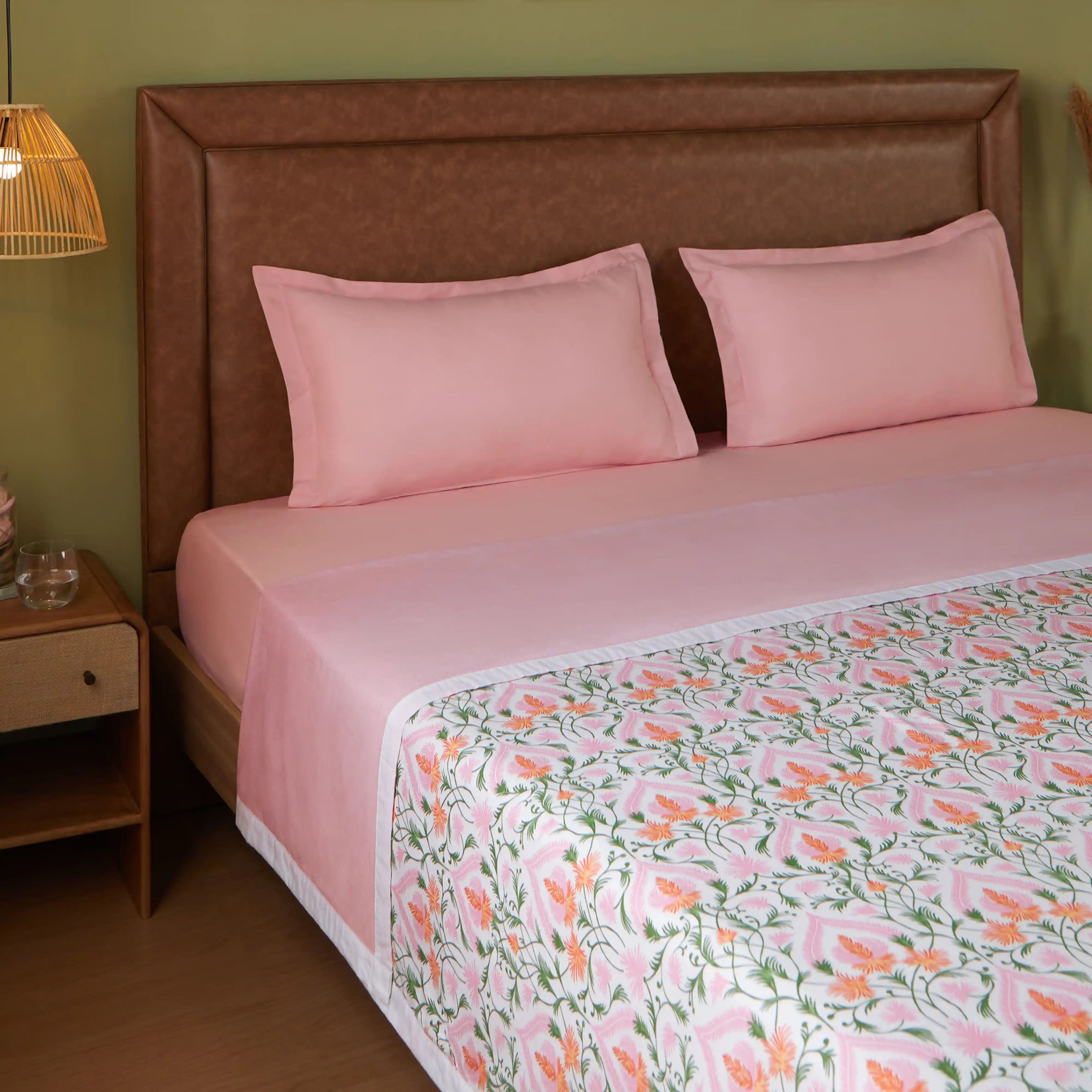 Bloomshire Classic | Everyday Charm Printed Reversible Dohar with Super Soft Flannel Layering-Salmon