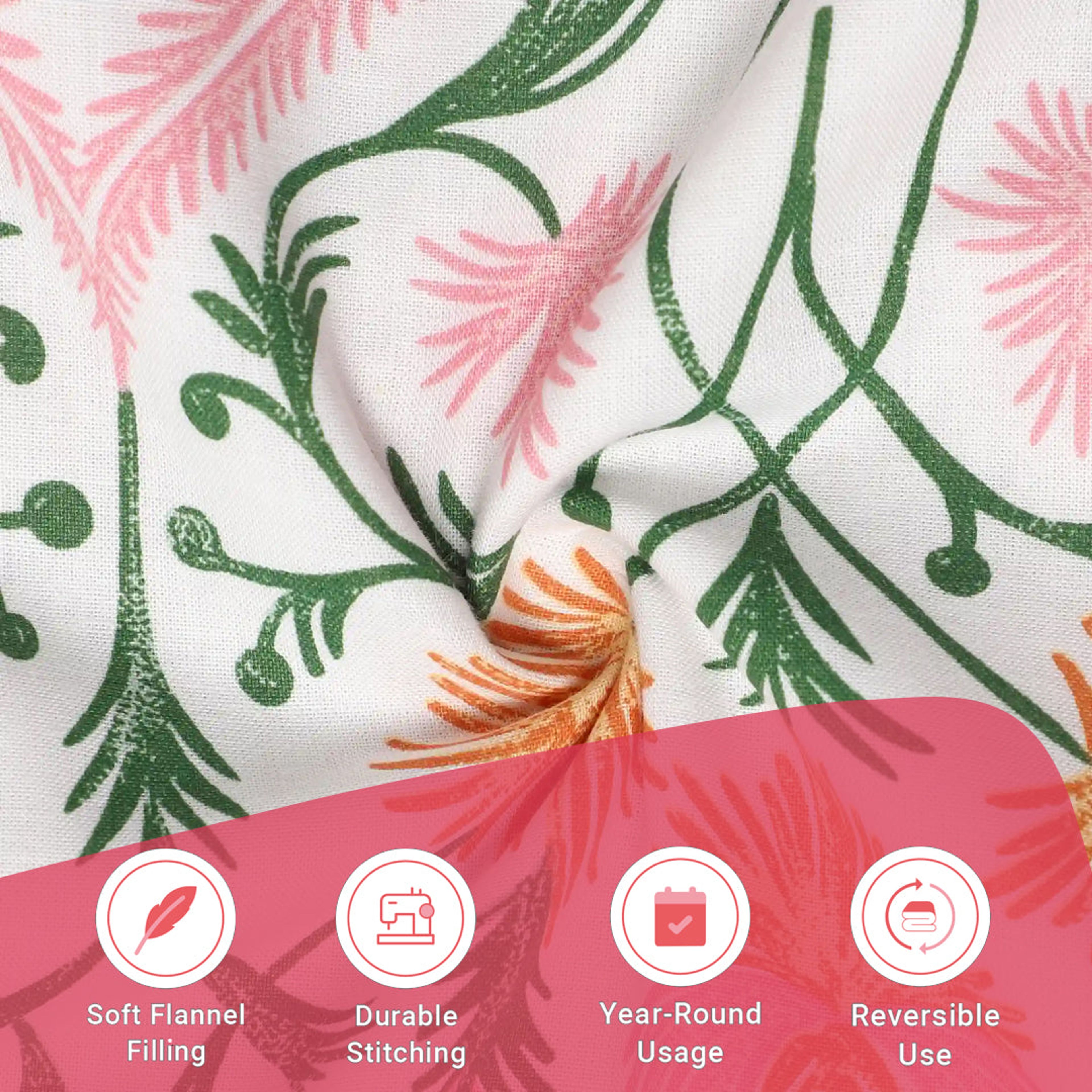 Bloomshire Classic | Everyday Charm Printed Reversible Dohar with Super Soft Flannel Layering-Salmon