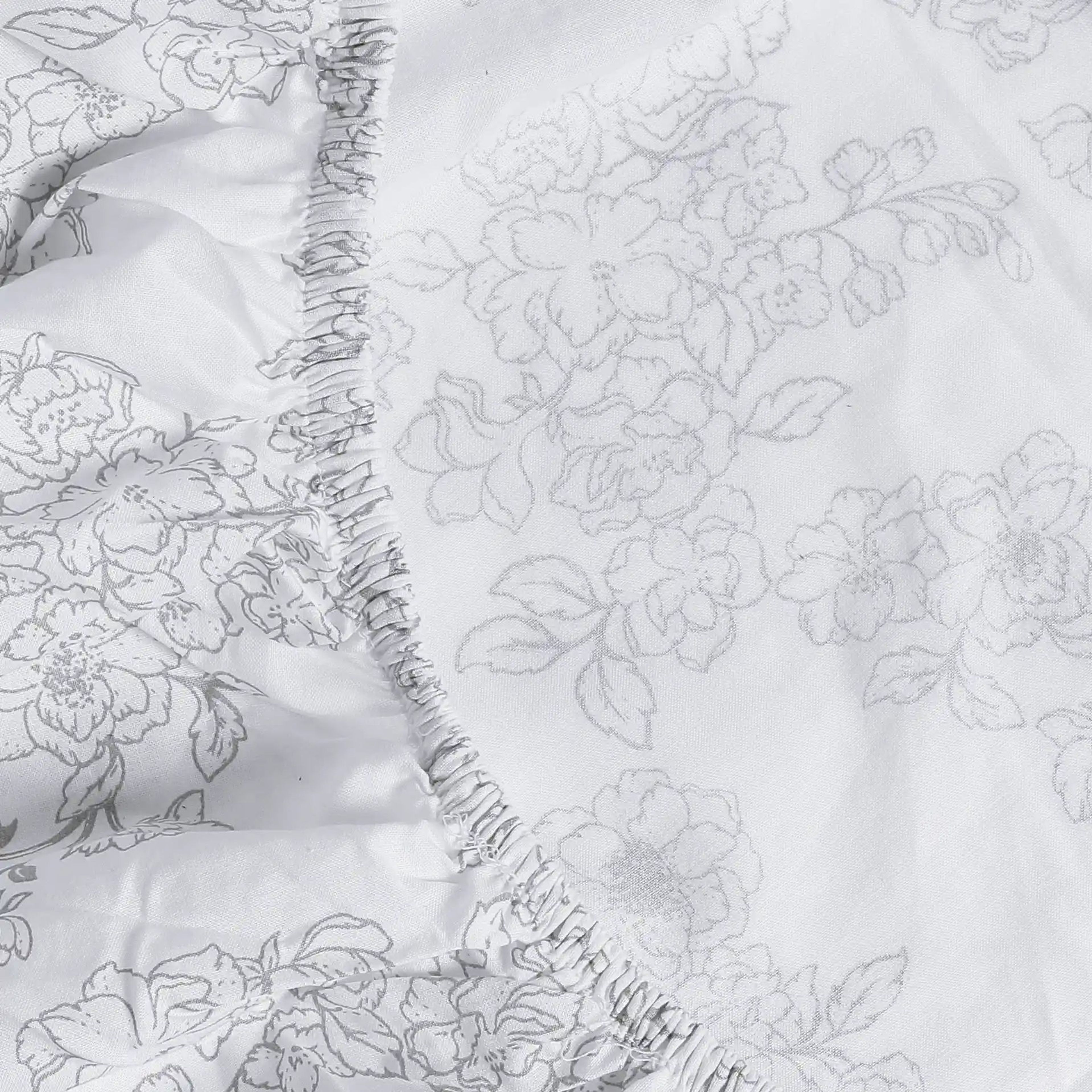 Bloomshire Classic | Everyday Charm Printed Cotton Fitted Sheet Set-Grey