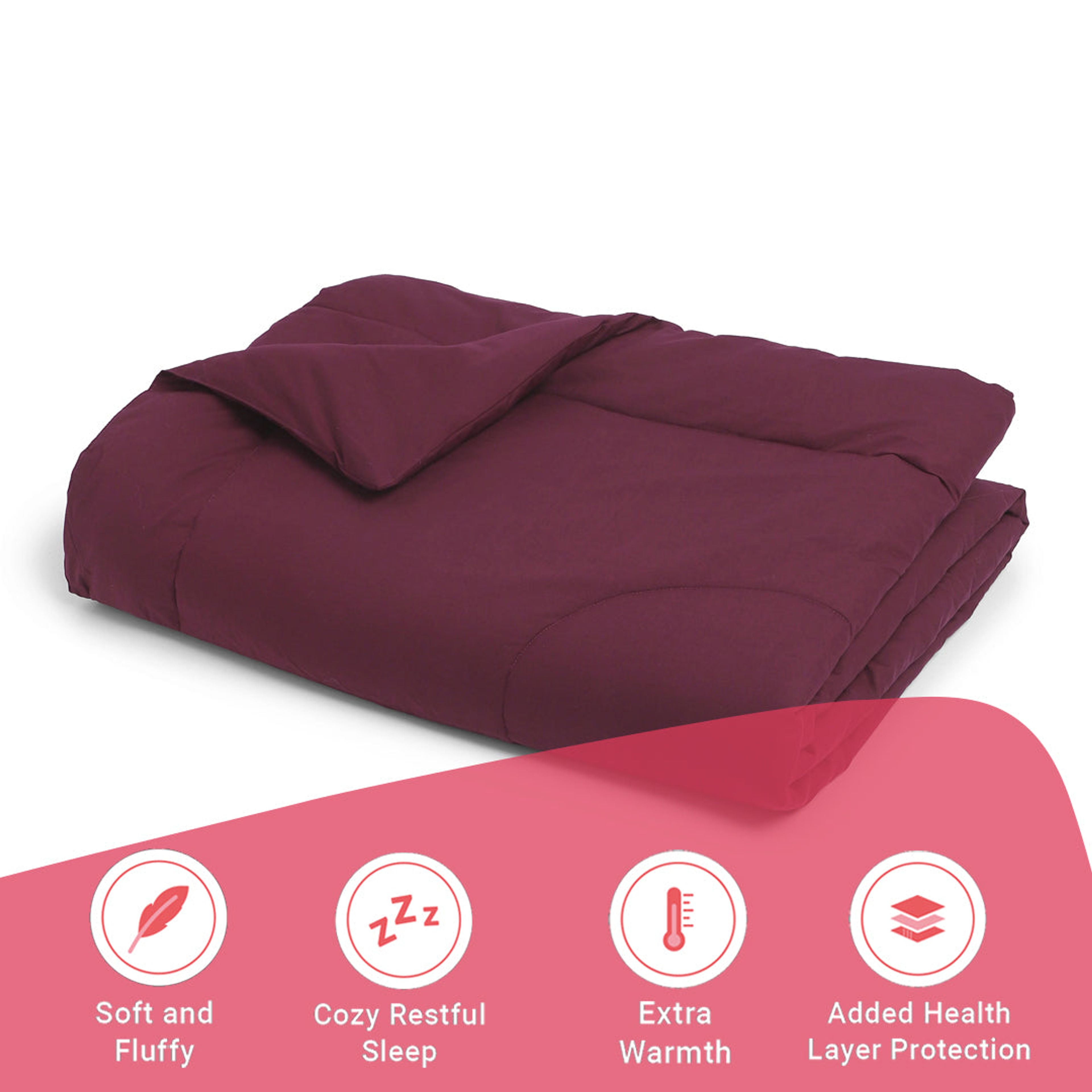 Paleto | Everyday Hues Cotton Solid Dyed 120GSM Comforter-Windsor Wine