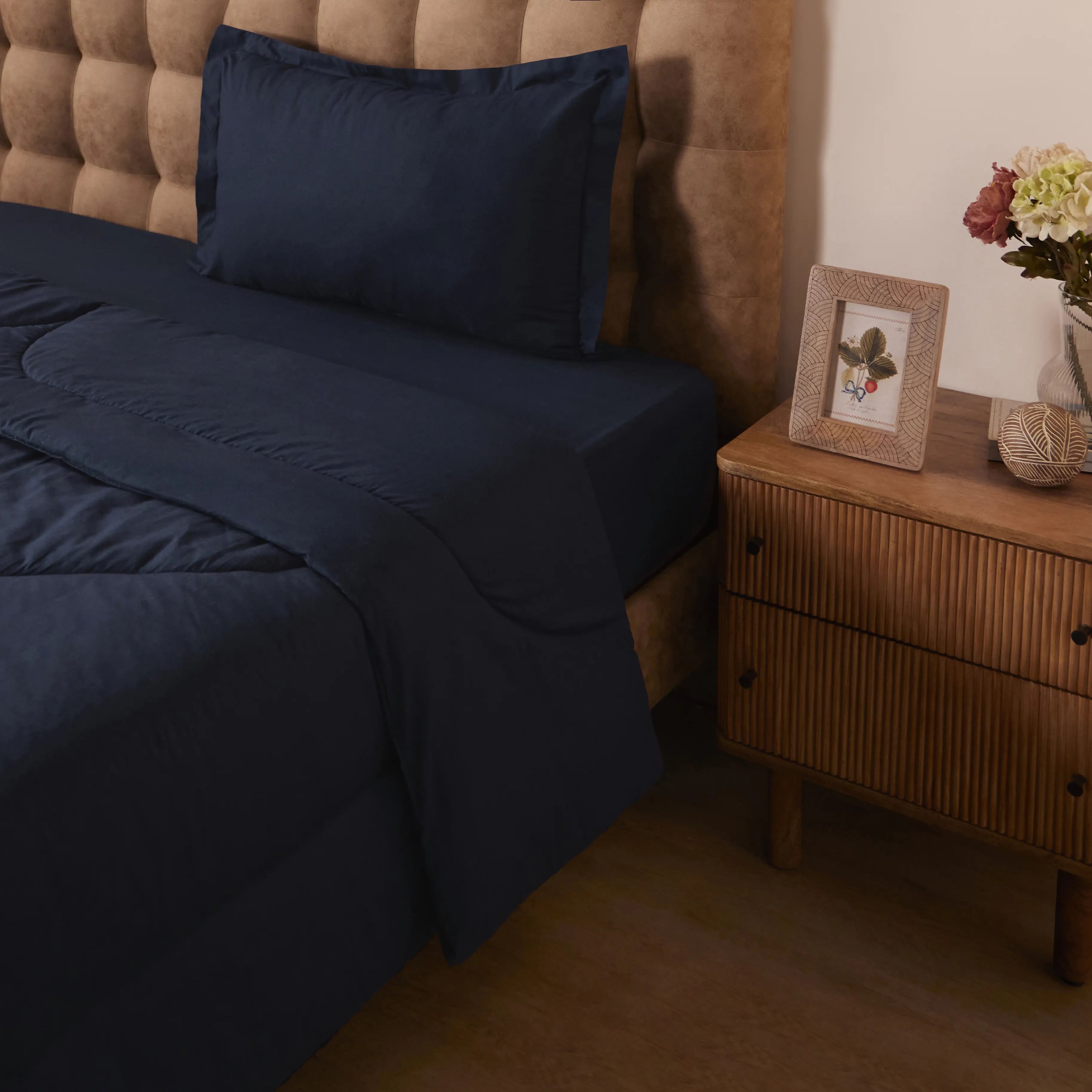 Paleto | Everyday Hues Cotton Solid Dyed 120GSM Comforter-Navy