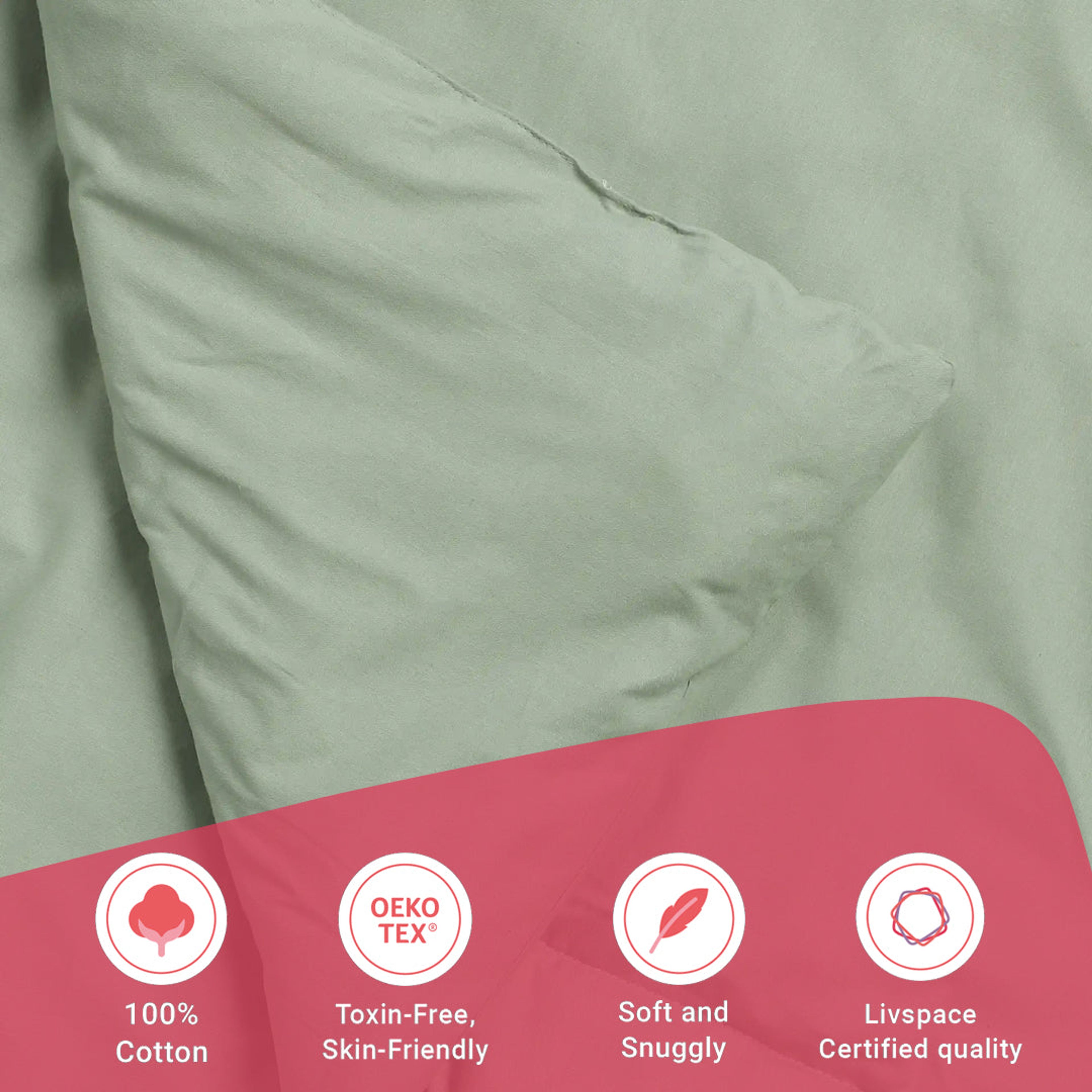 Paleto | Everyday Hues Cotton Solid Dyed 120GSM Comforter-Green Sage