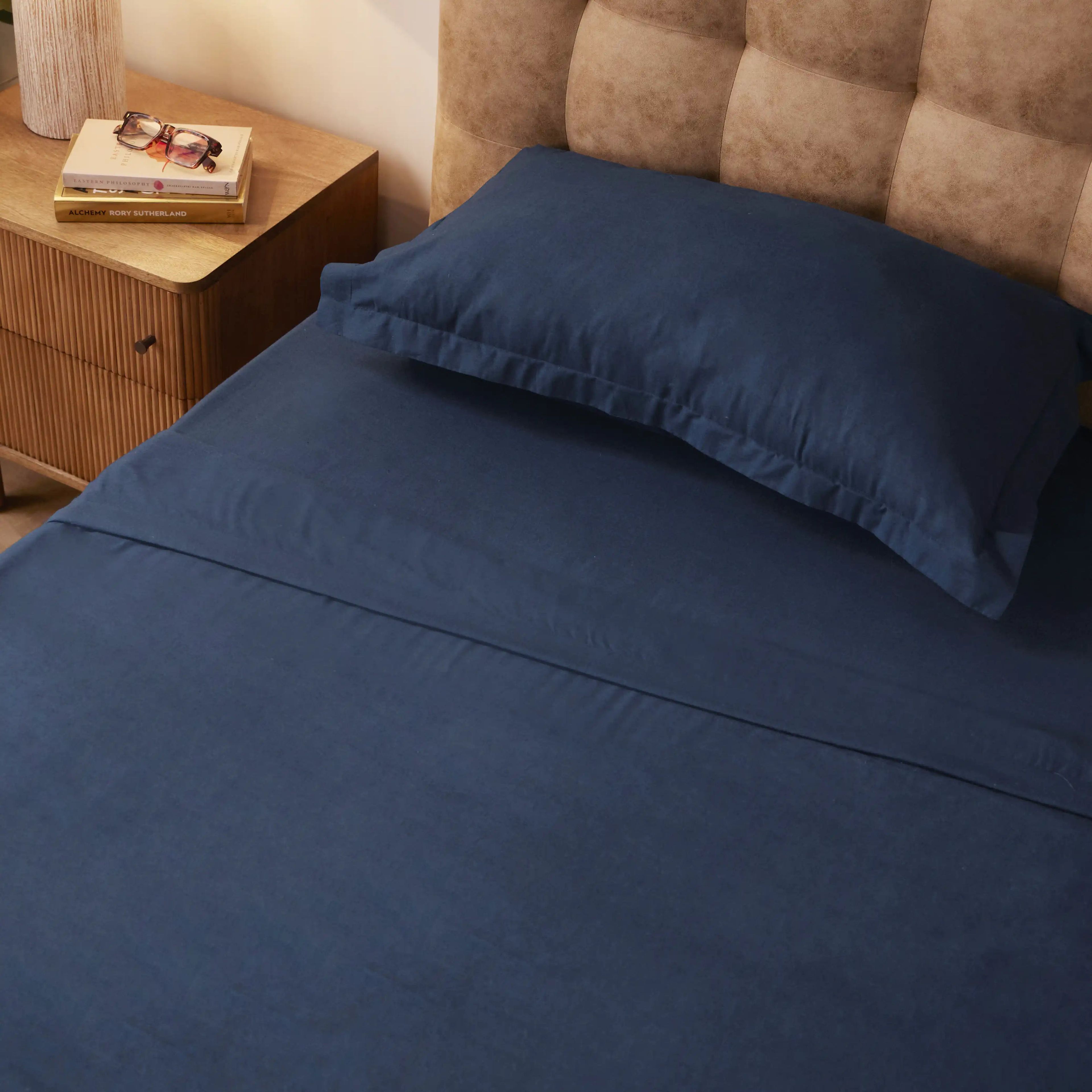 Paleto | Everyday Hues Cotton Solid Dyed Dohar with Super Soft Flannel Layering-Navy