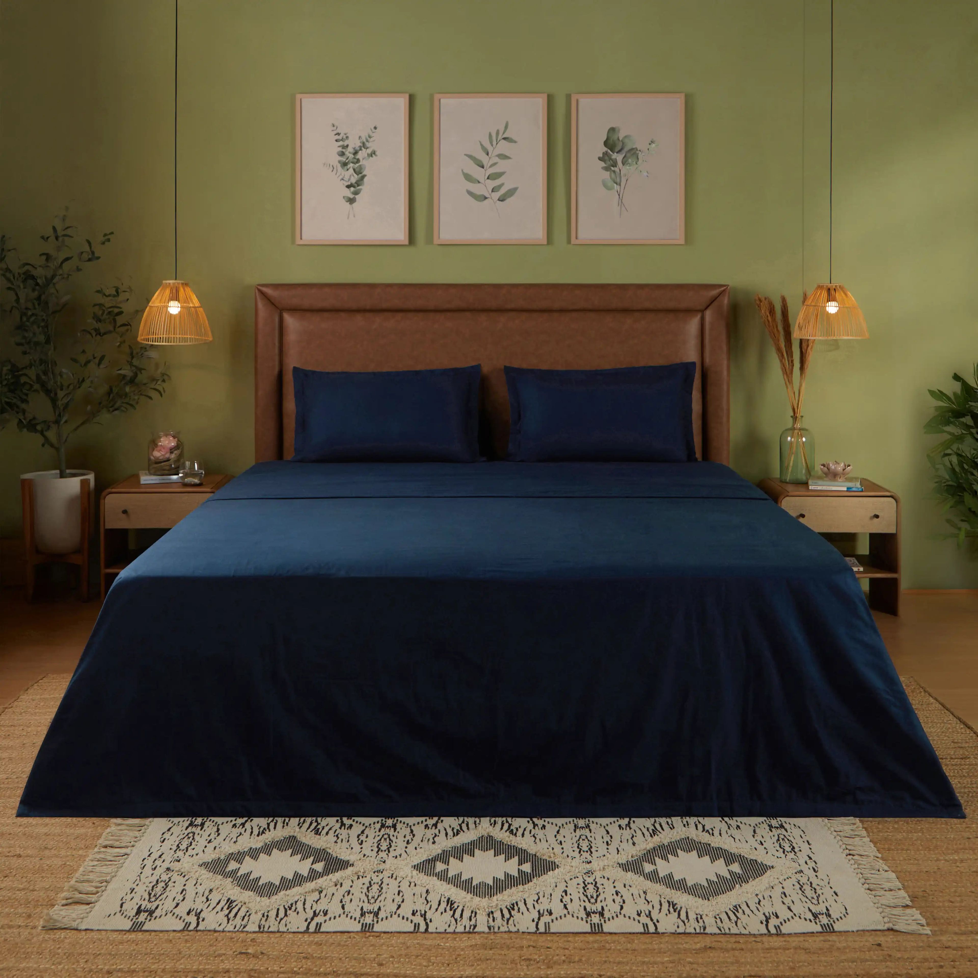 Paleto | Everyday Hues Cotton Solid Dyed Dohar with Super Soft Flannel Layering-Navy