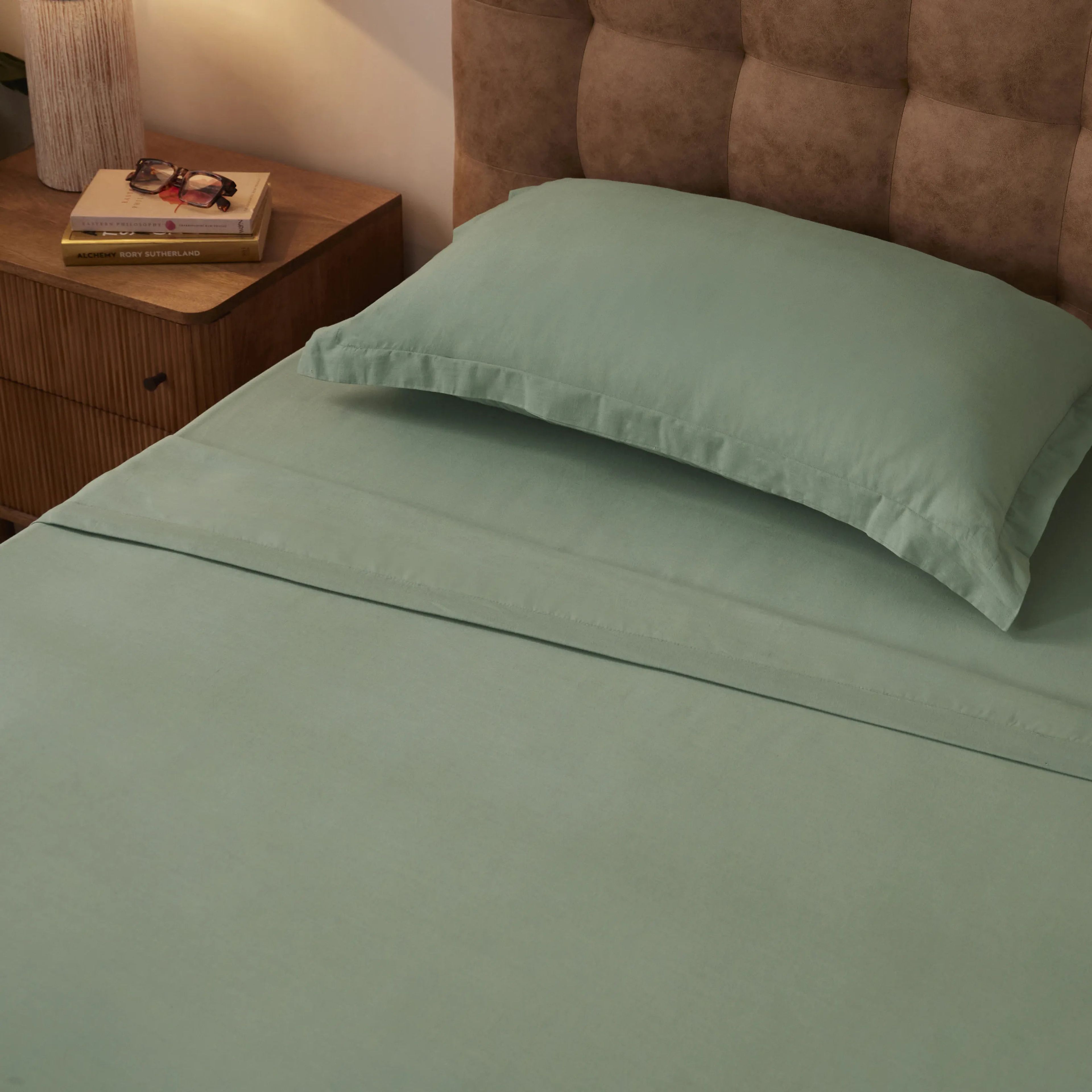 Paleto | Everyday Hues Cotton Solid Dyed Dohar with Super Soft Flannel Layering-Green Sage