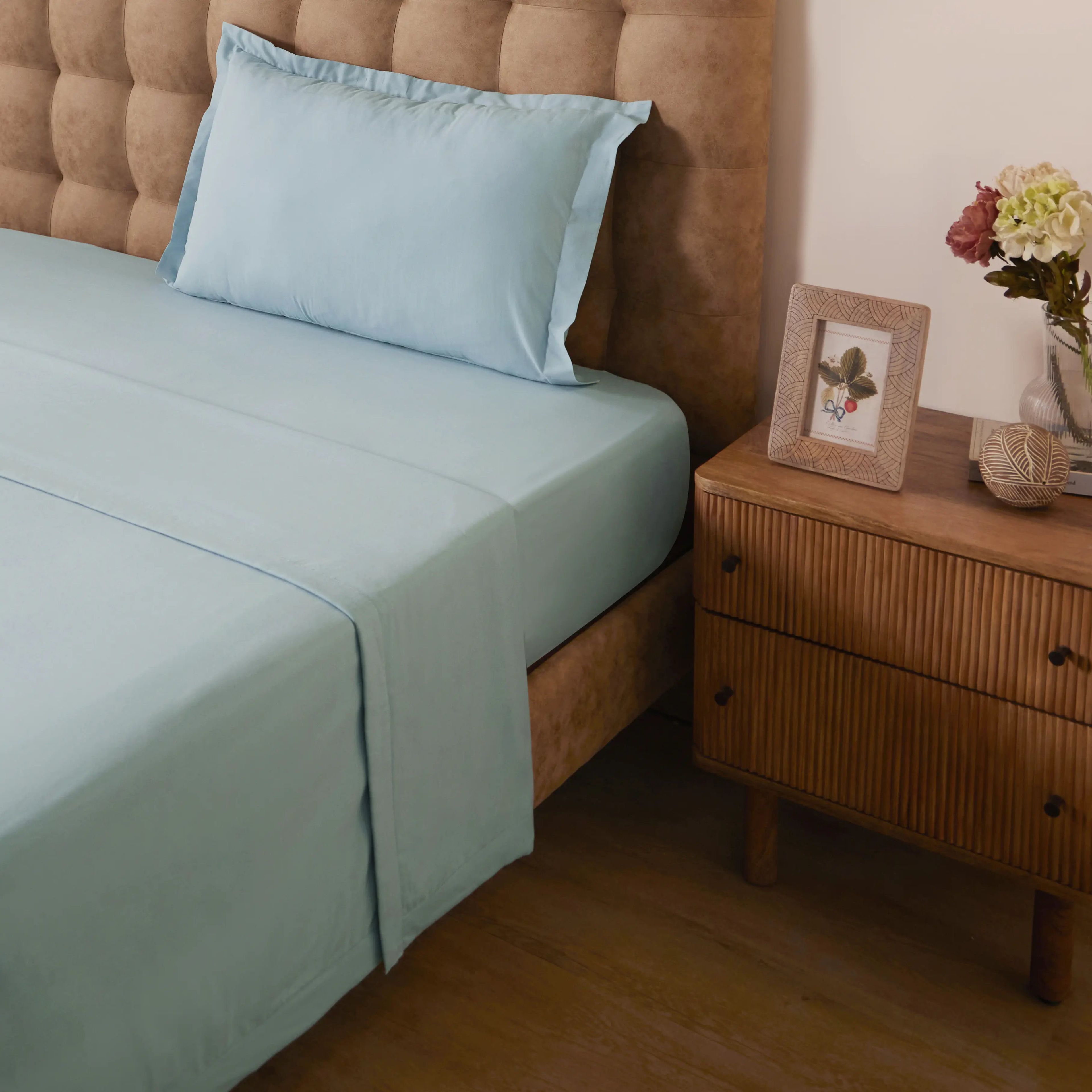 Paleto | Everyday Hues Cotton Solid Dyed Dohar with Super Soft Flannel Layering-Blue Sky