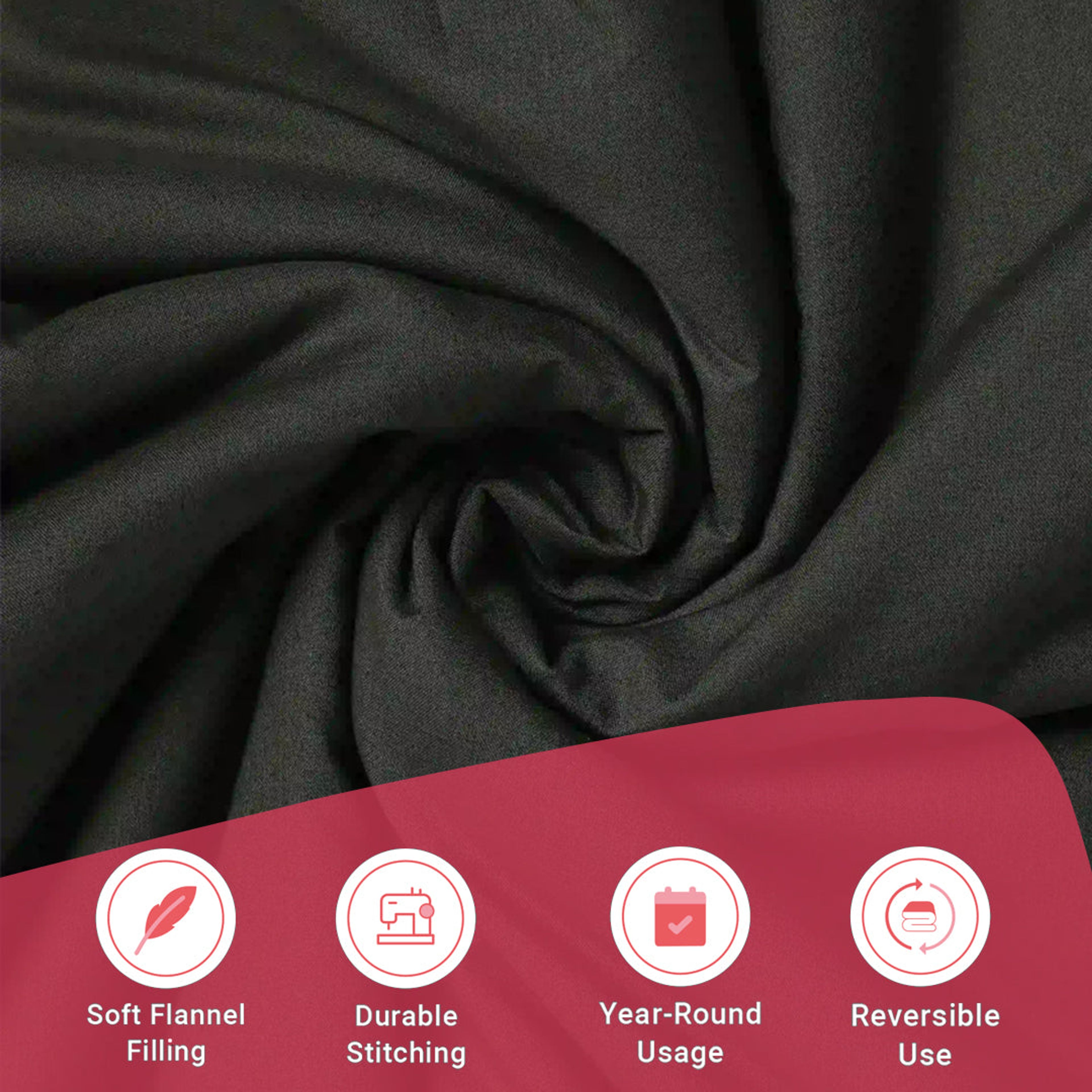 Paleto | Everyday Hues Cotton Solid Dyed Dohar with Super Soft Flannel Layering-Dark Grey