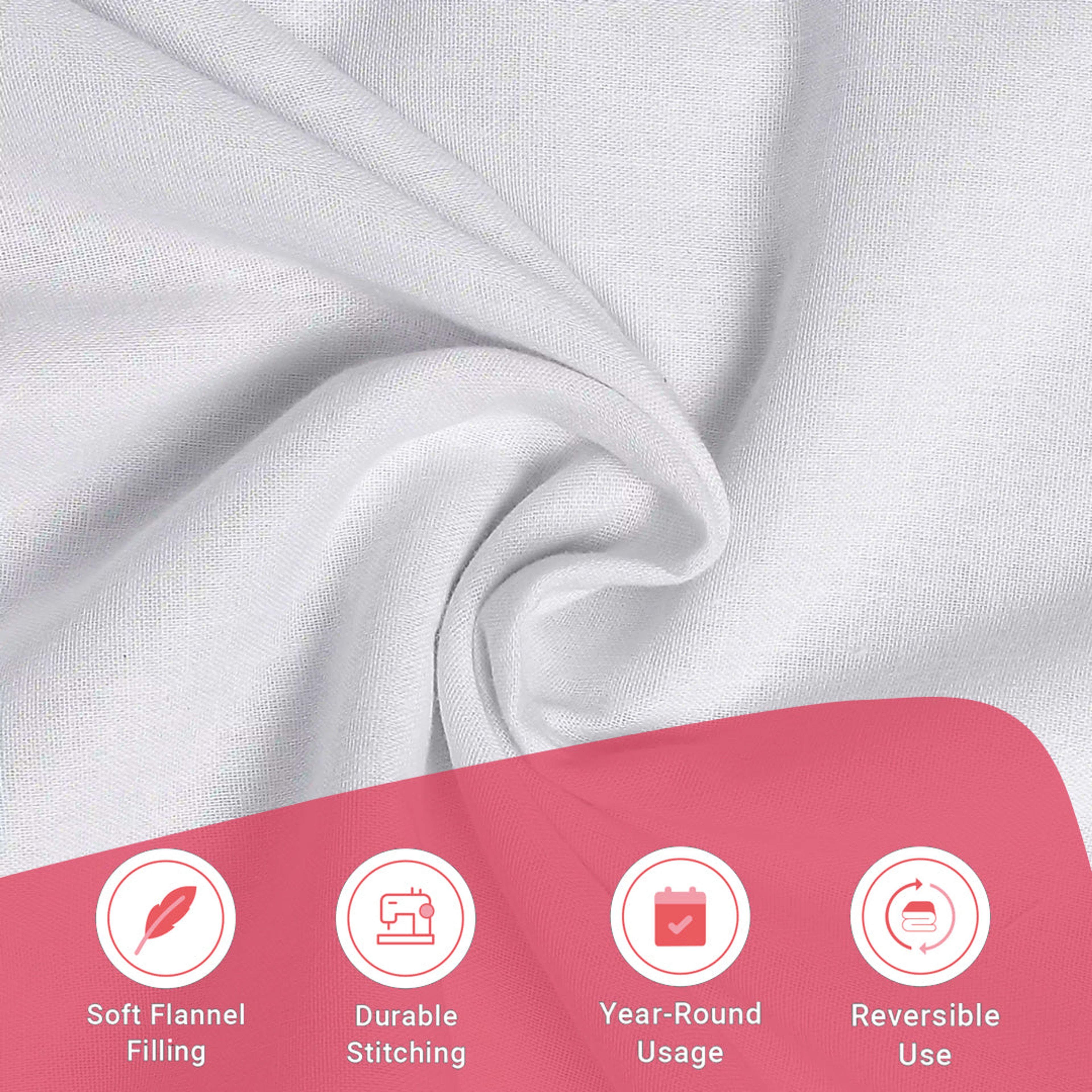 Paleto | Everyday Hues Cotton Solid Dyed Dohar with Super Soft Flannel Layering-White