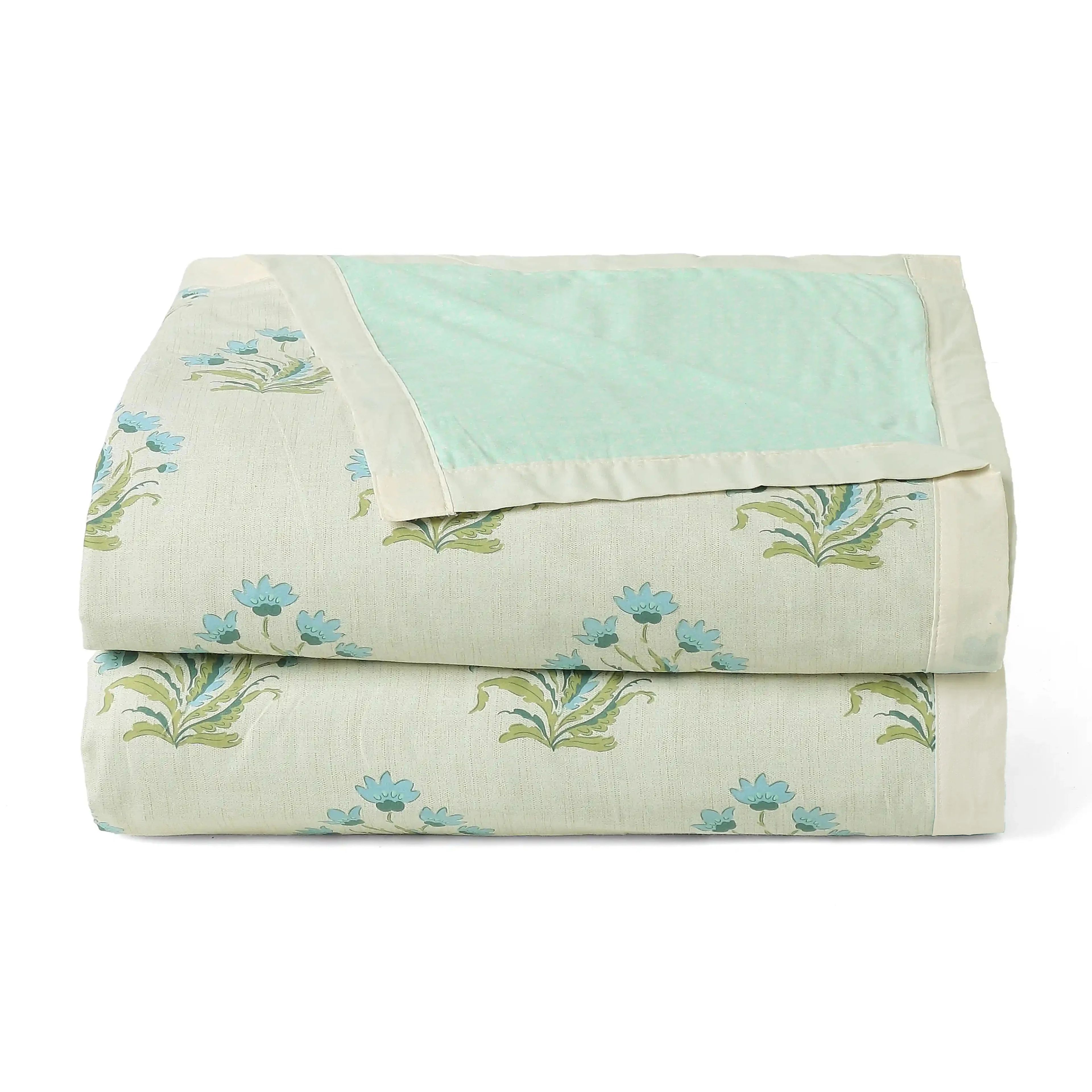 Chippa Lane | Contemporary Indian Print Design Coordinated Bedding Set | Set of Bedsheet & Dohars-Indian Sage