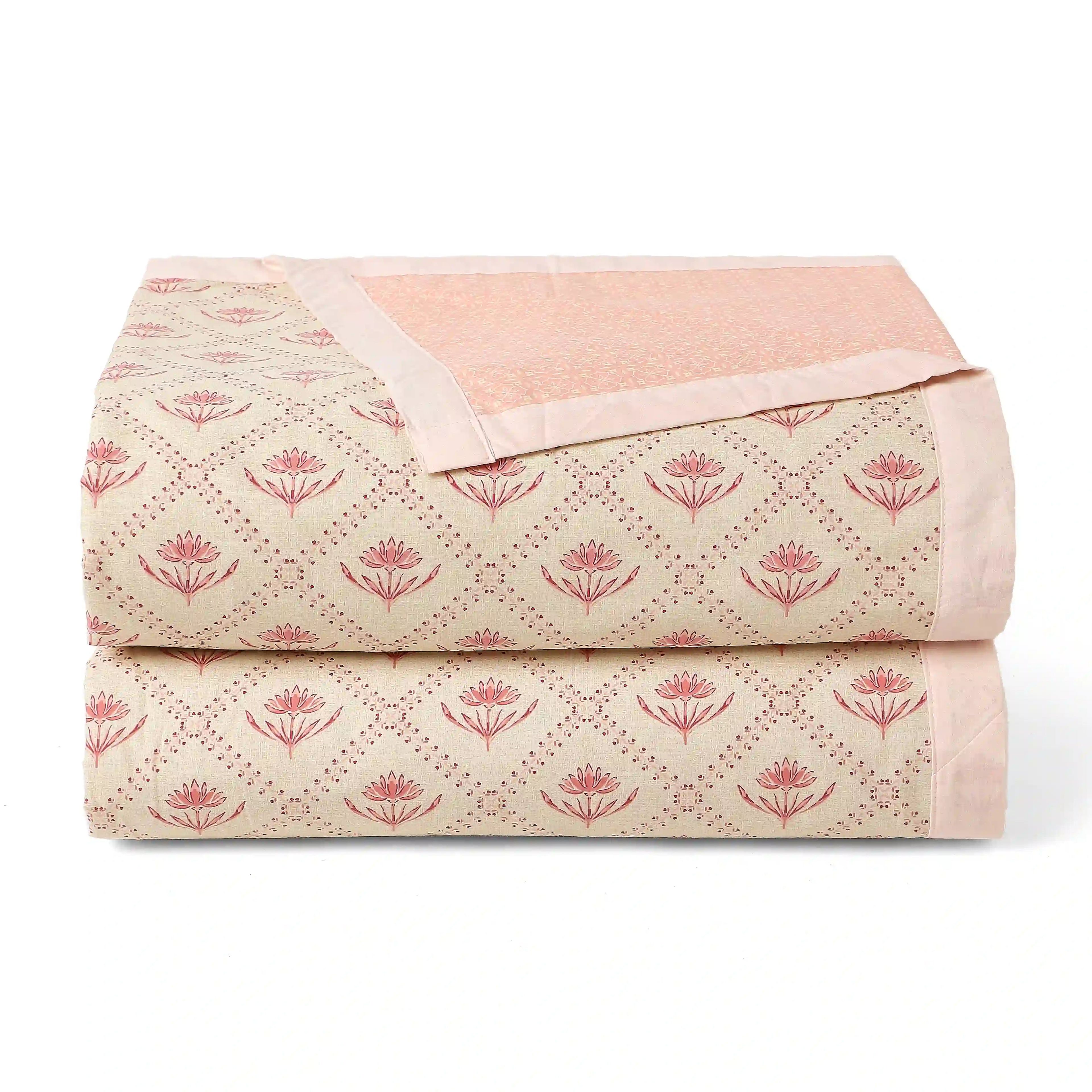 Chippa Lane | Contemporary Indian Print Design Coordinated Bedding Set | Set of Bedsheet & Dohars-Red