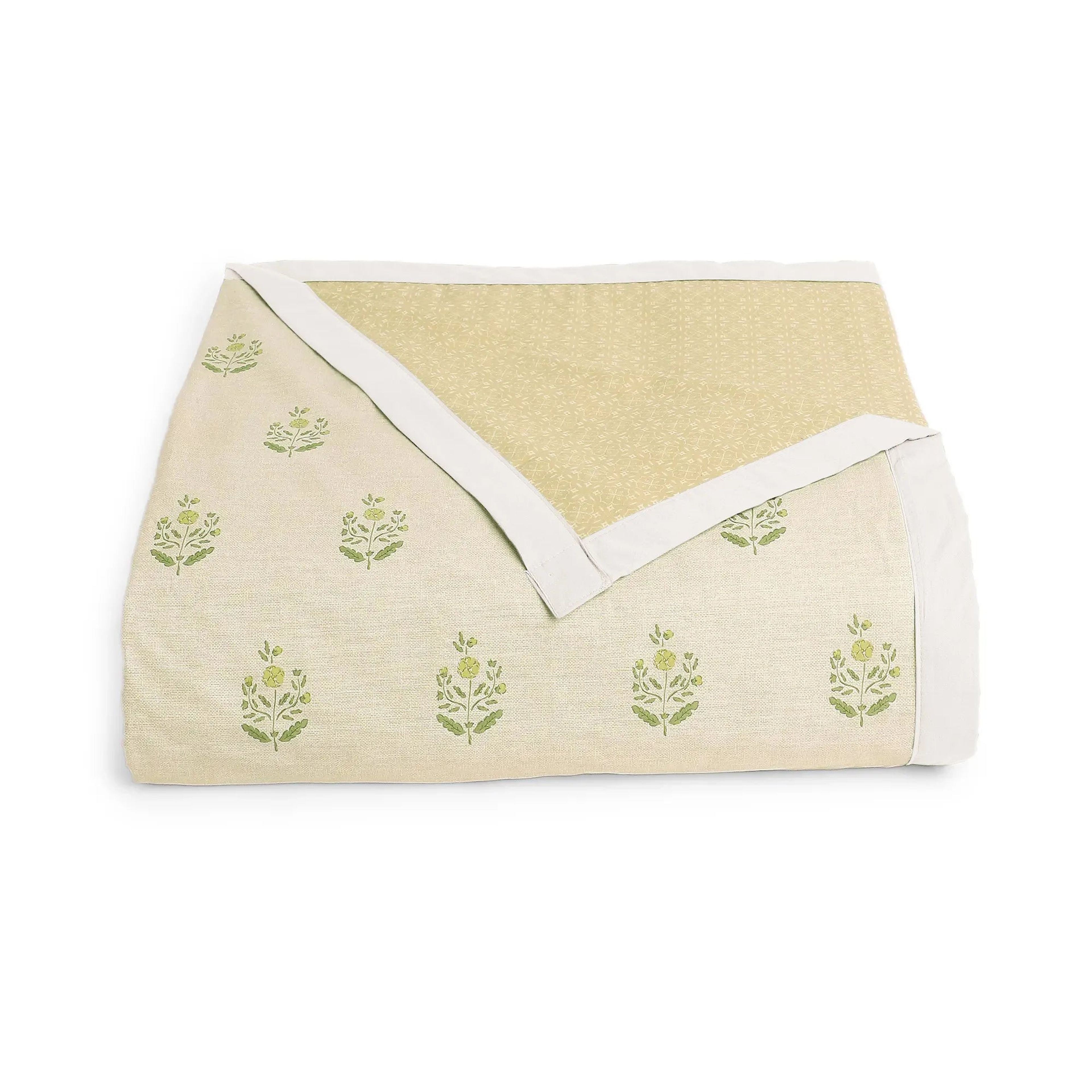 Chippa Lane | Contemporary Indian Print Design Coordinated Bedding Set | Set of Bedsheet & Dohar-Indian Moss