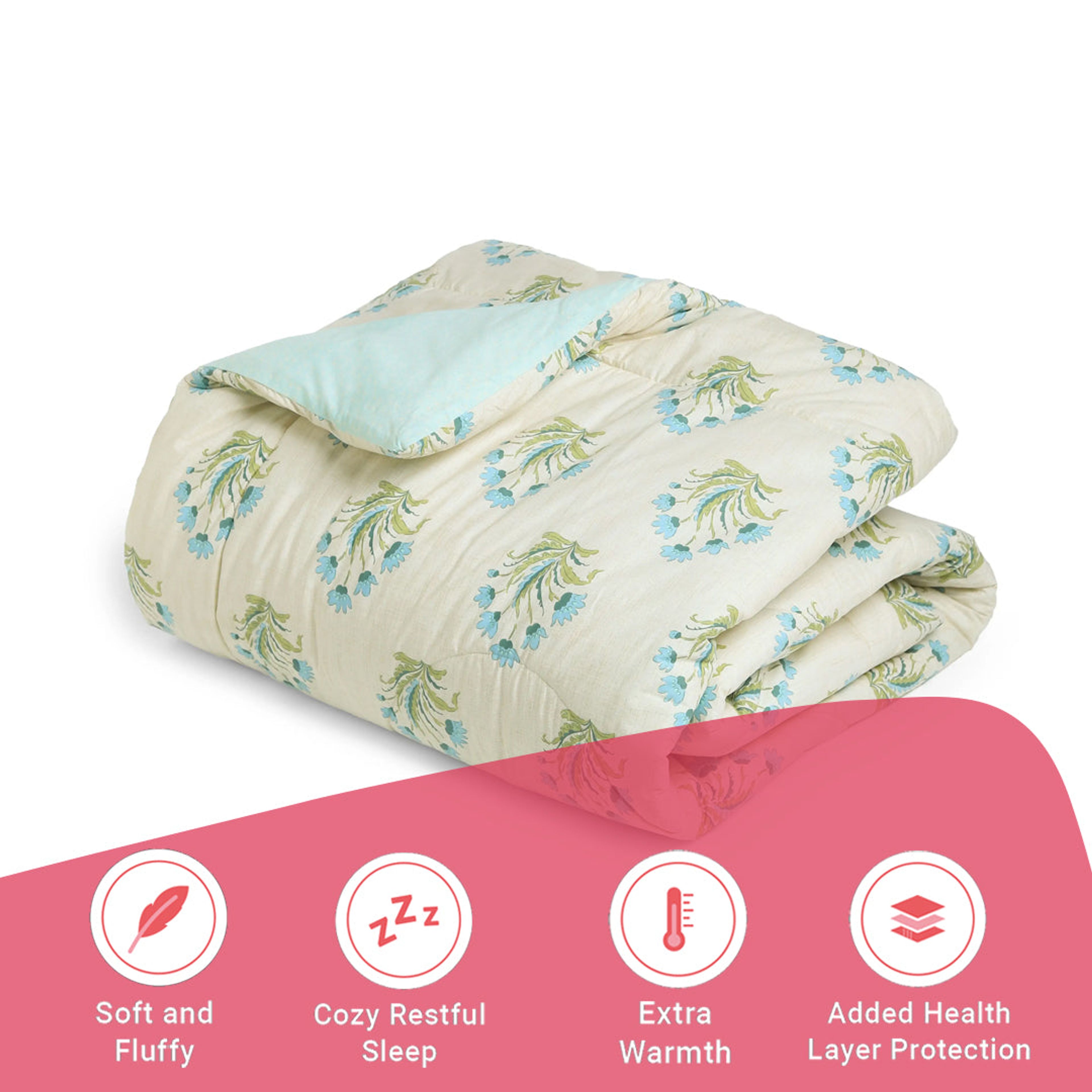 Chippa Lane | Contemporary Indian Print Design 240GSM Reversible Comforter for Extra Warmth-Indian Sage