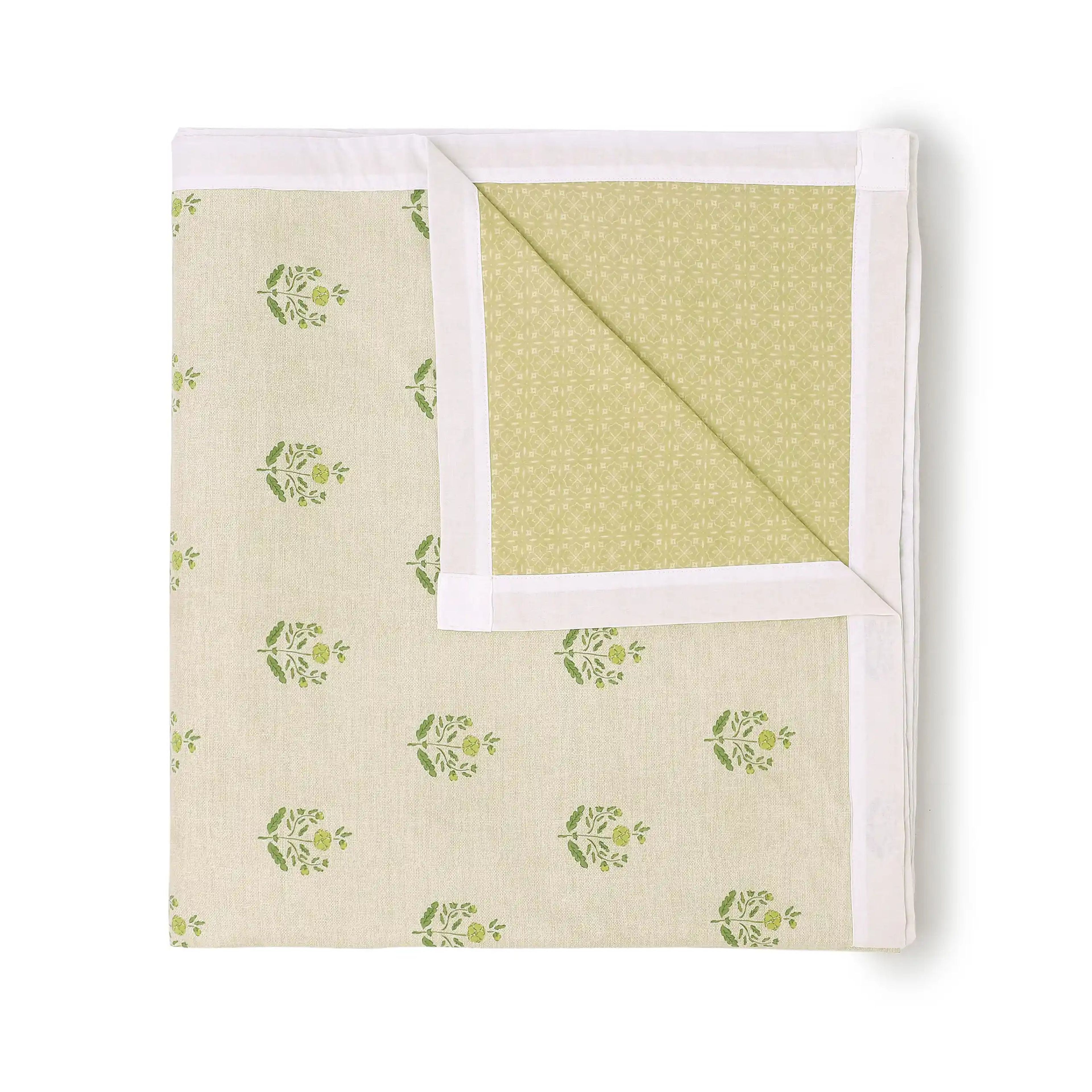 Chippa Lane | Contemporary Indian Print Design Reversible Dohar with Super Soft Flannel Layering-Indian Moss