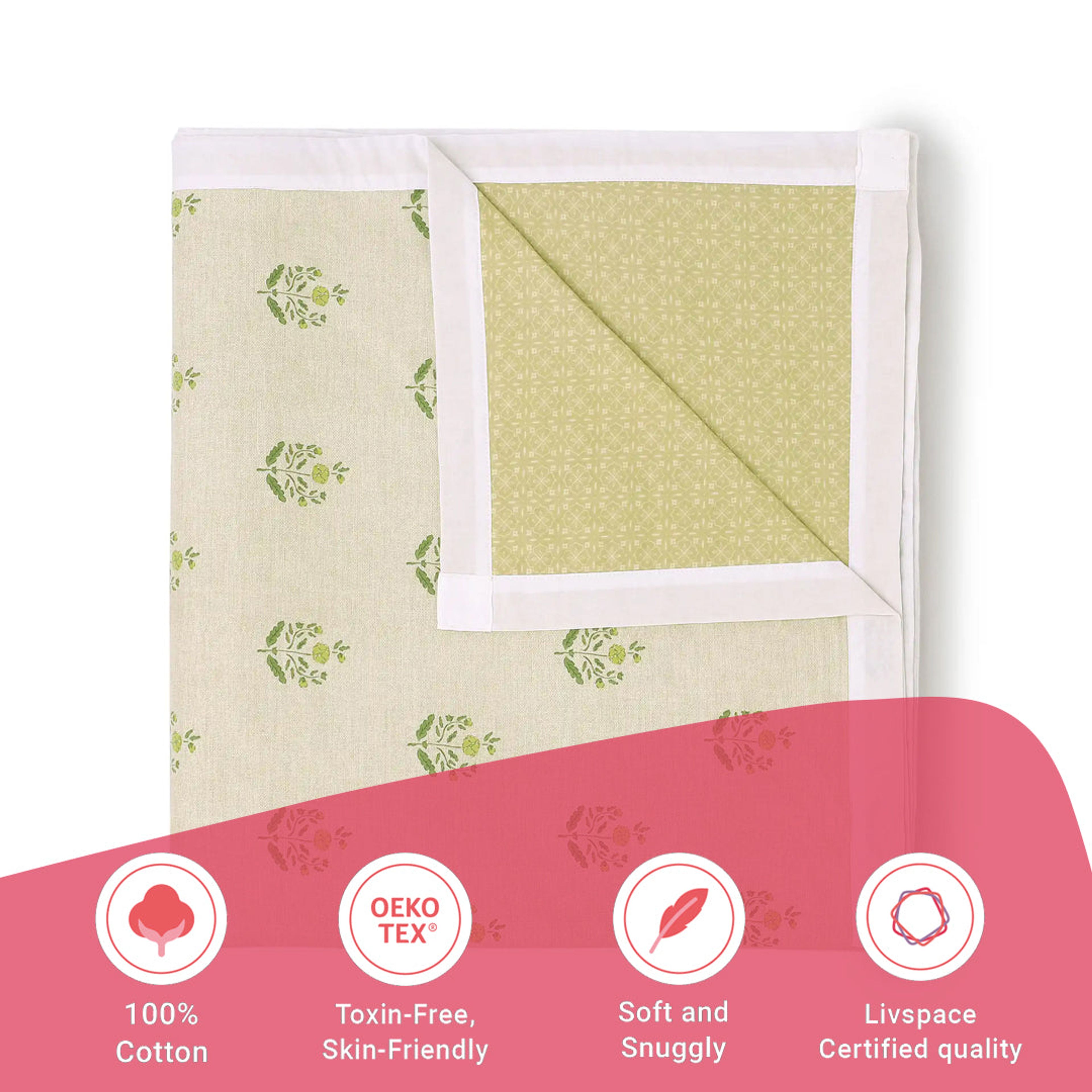 Chippa Lane | Contemporary Indian Print Design Reversible Dohar with Super Soft Flannel Layering-Indian Moss