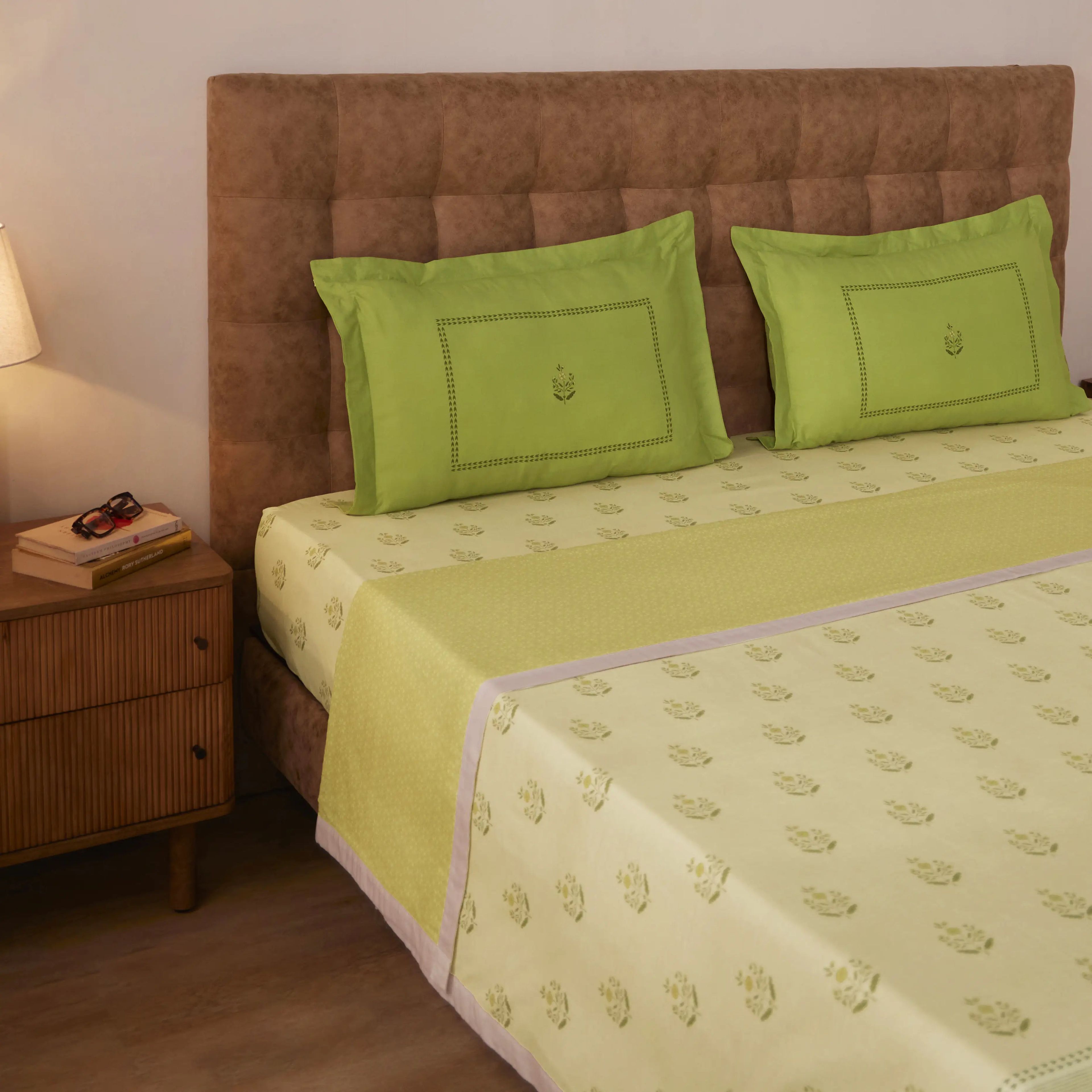 Chippa Lane | Contemporary Indian Print Design Reversible Dohar with Super Soft Flannel Layering-Indian Moss