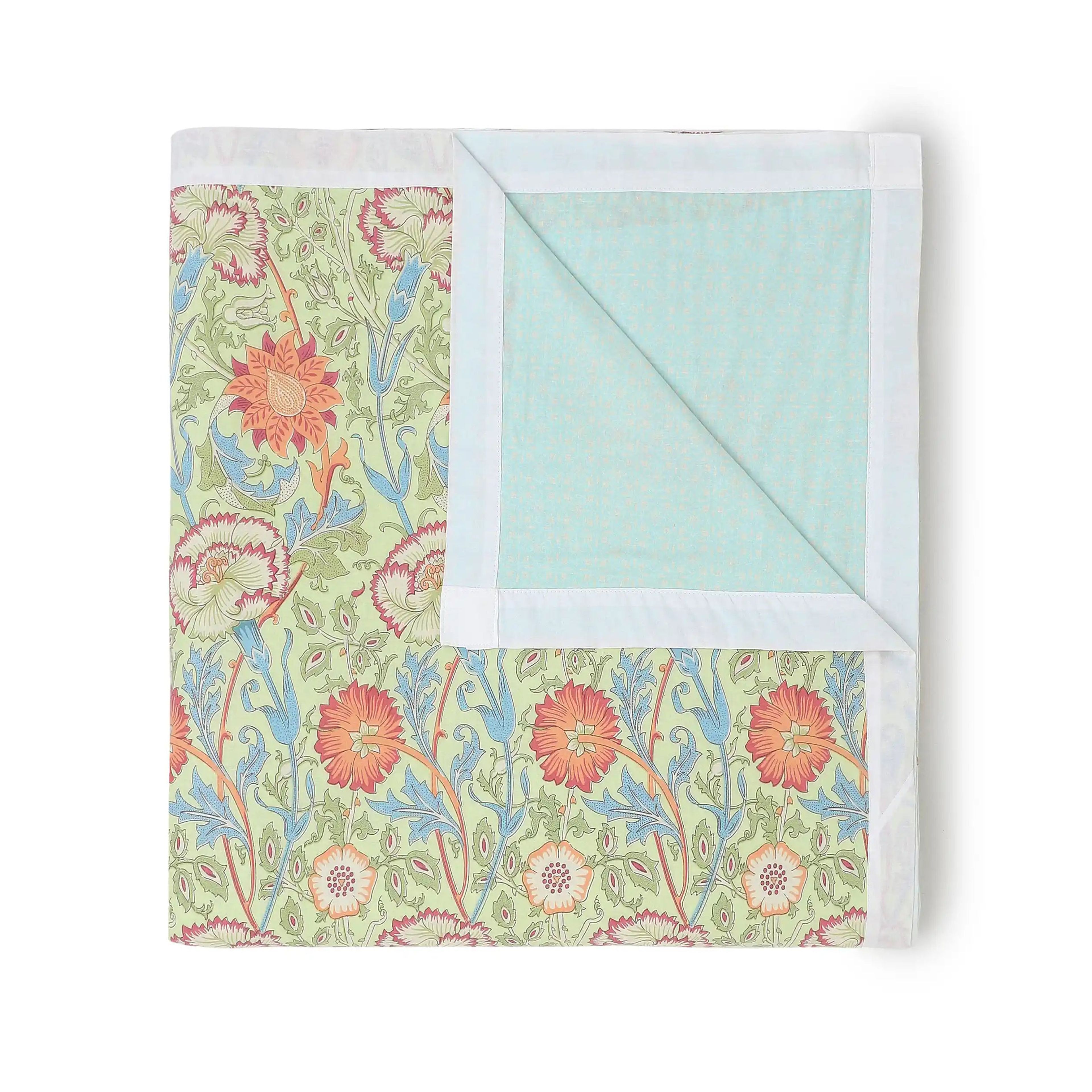 Chippa Lane | Contemporary Indian Print Design Reversible Dohar with Super Soft Flannel Layering-Green