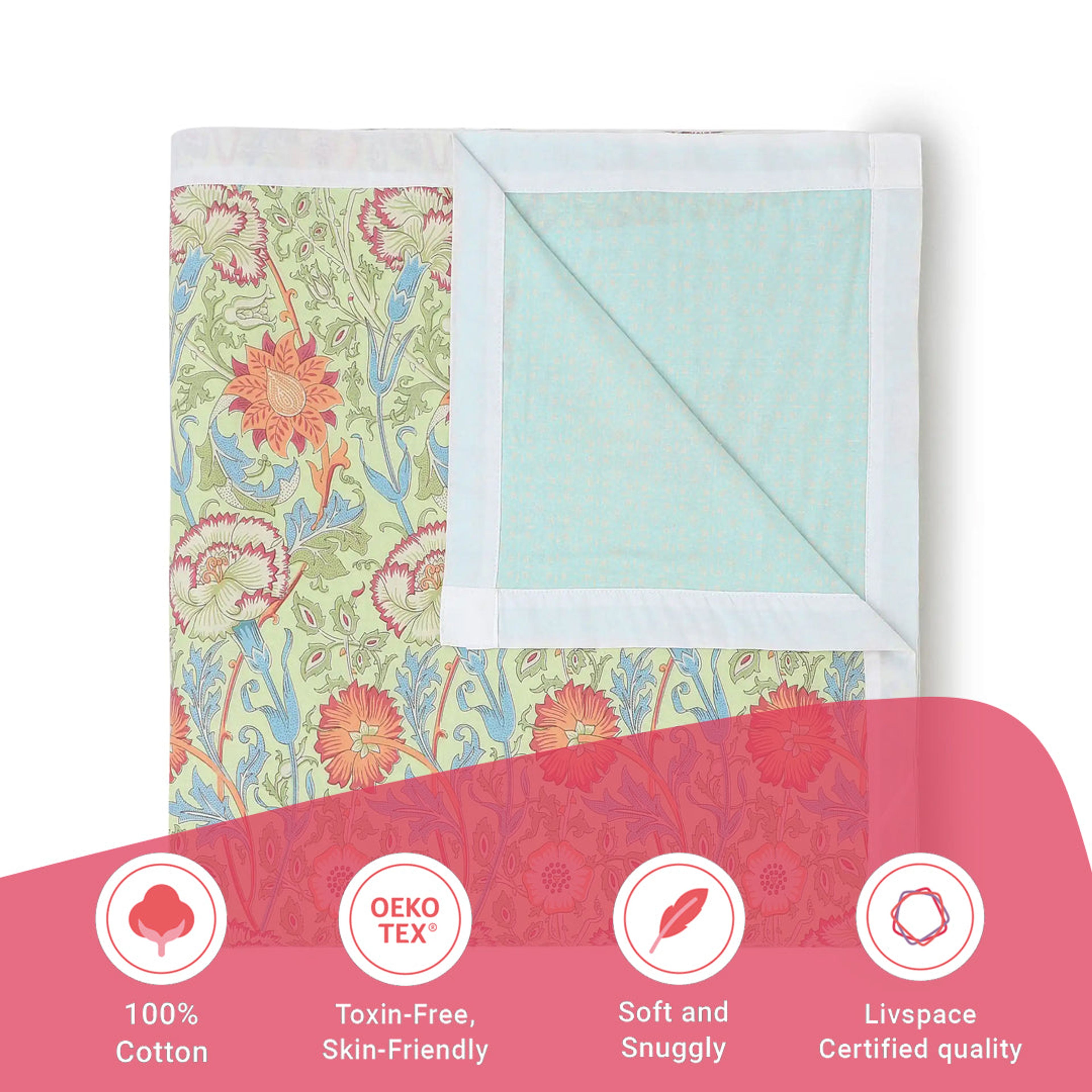 Chippa Lane | Contemporary Indian Print Design Reversible Dohar with Super Soft Flannel Layering-Green