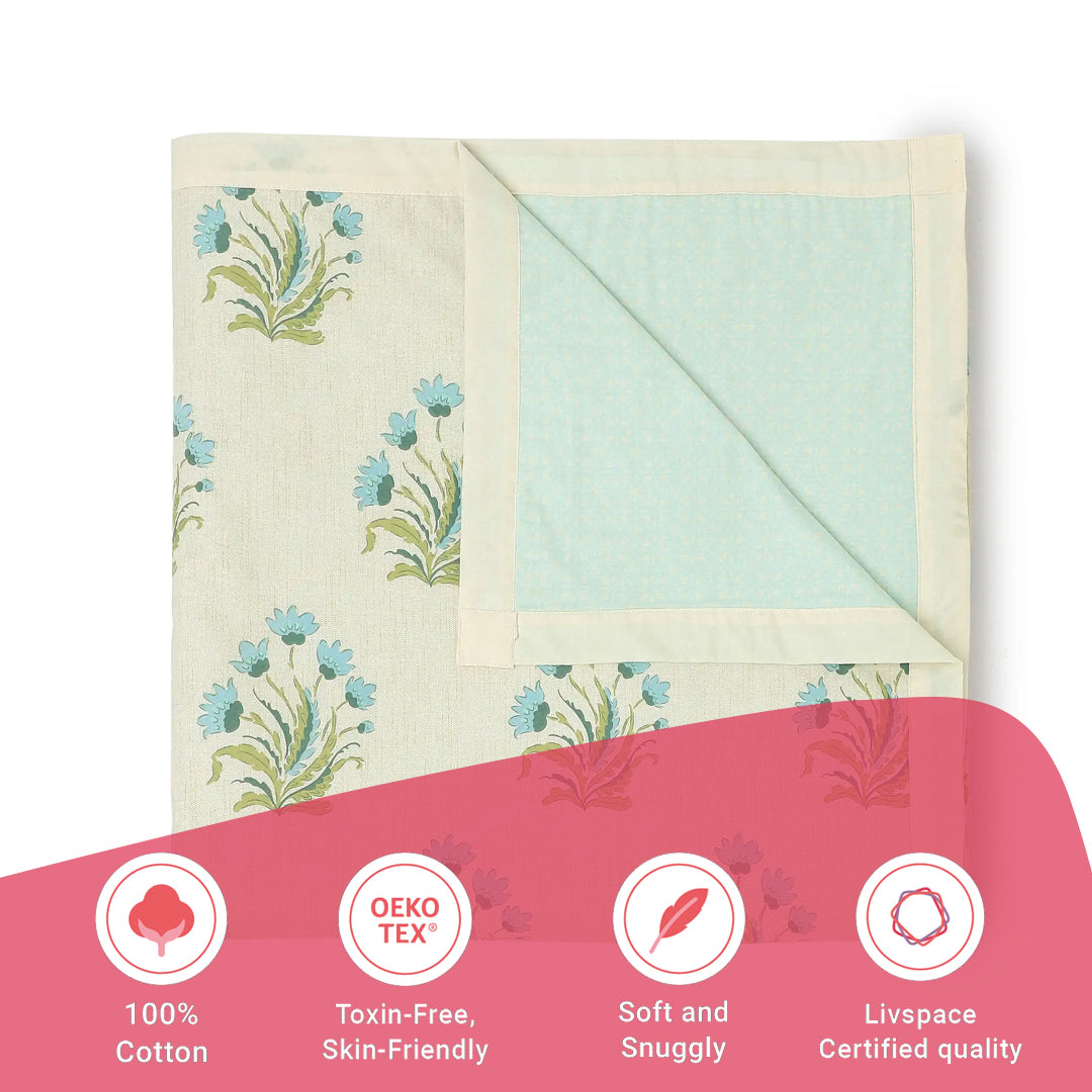 Chippa Lane | Contemporary Indian Print Design Reversible Dohar with Super Soft Flannel Layering-Indian Sage