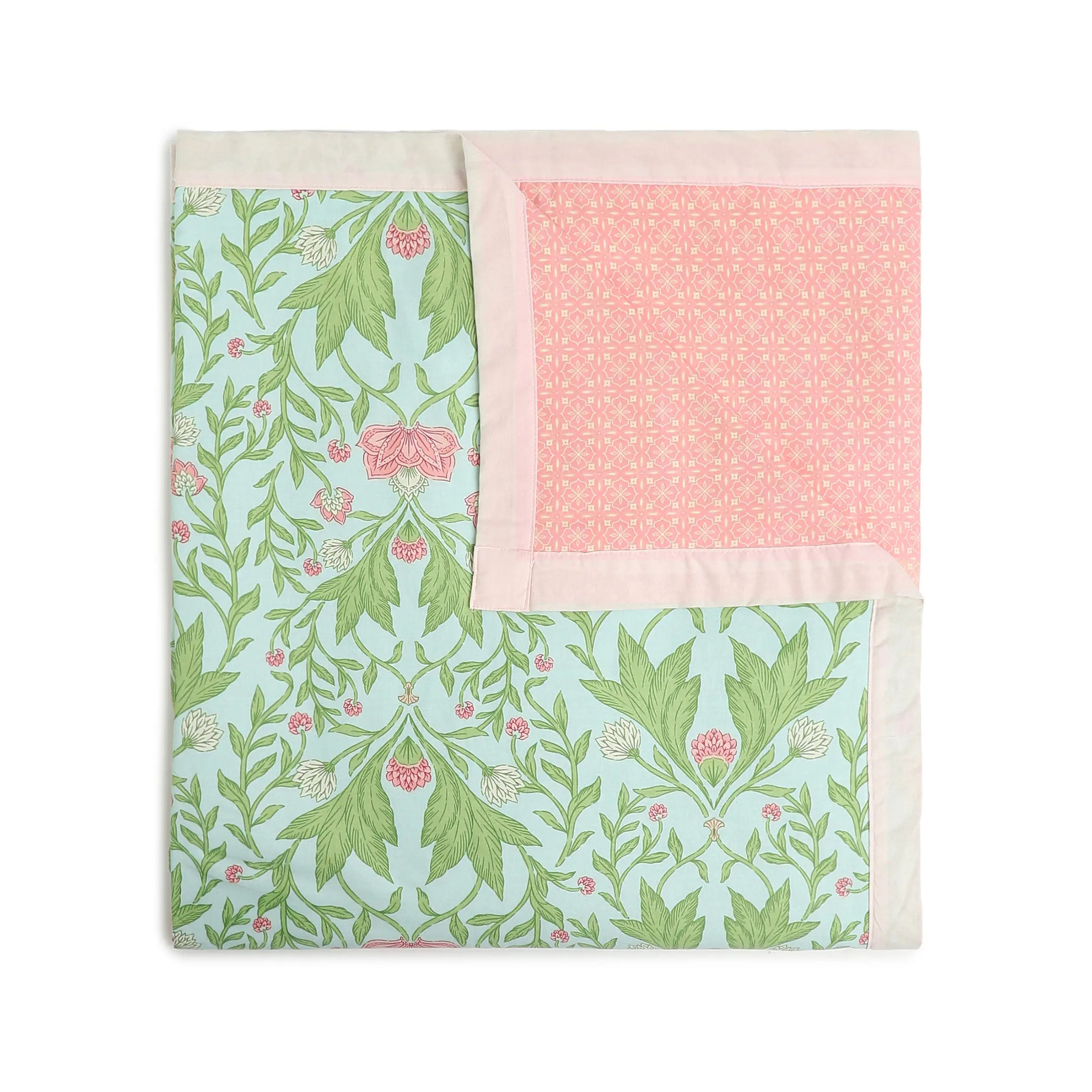 Chippa Lane | Contemporary Indian Print Design Reversible Dohar with Super Soft Flannel Layering-Sage Mint